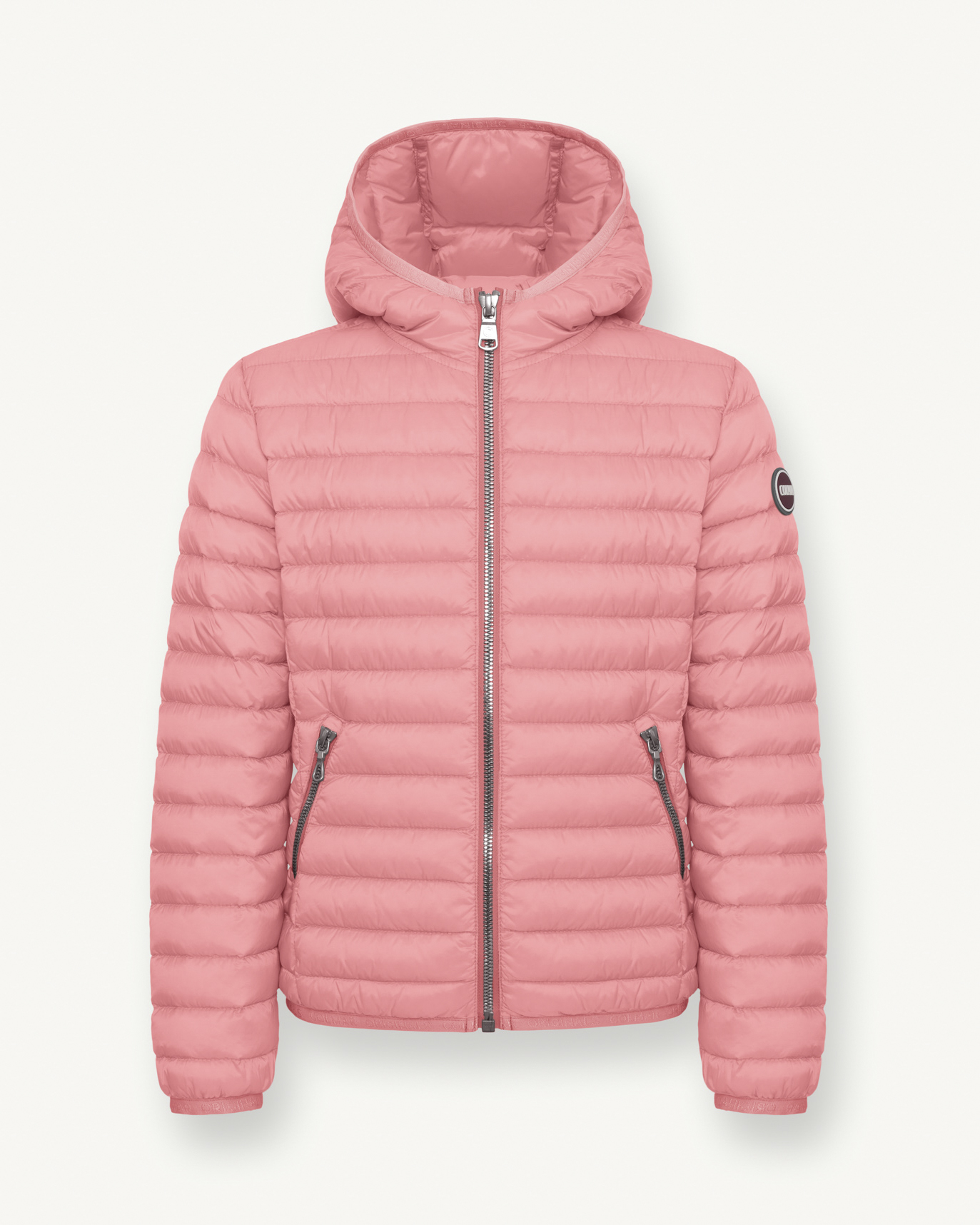 Piumino Originals rosa con cappuccio in nylon leggero imbottito in piuma