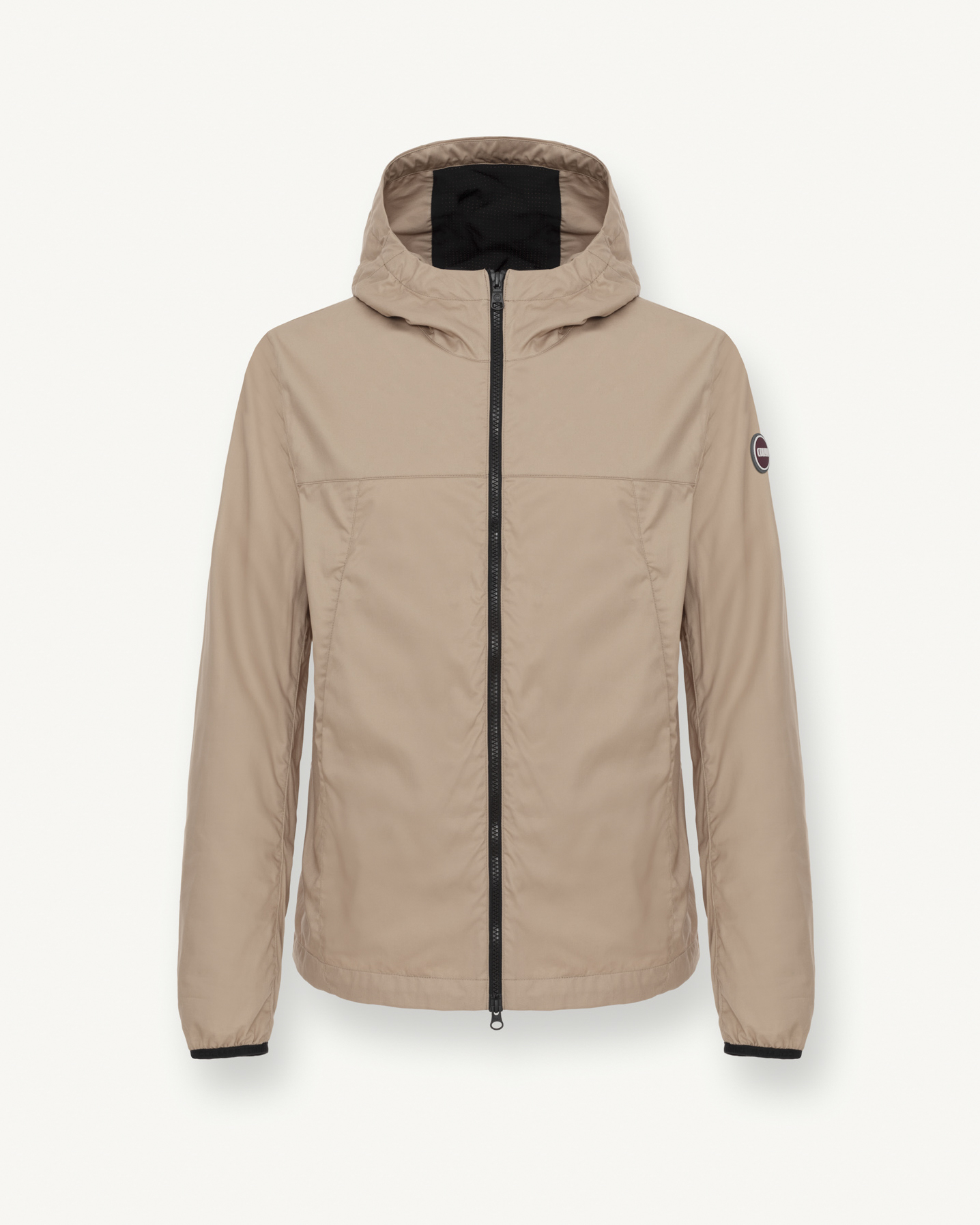 Giubbino color sabbia in twill di cotone con cappuccio fisso