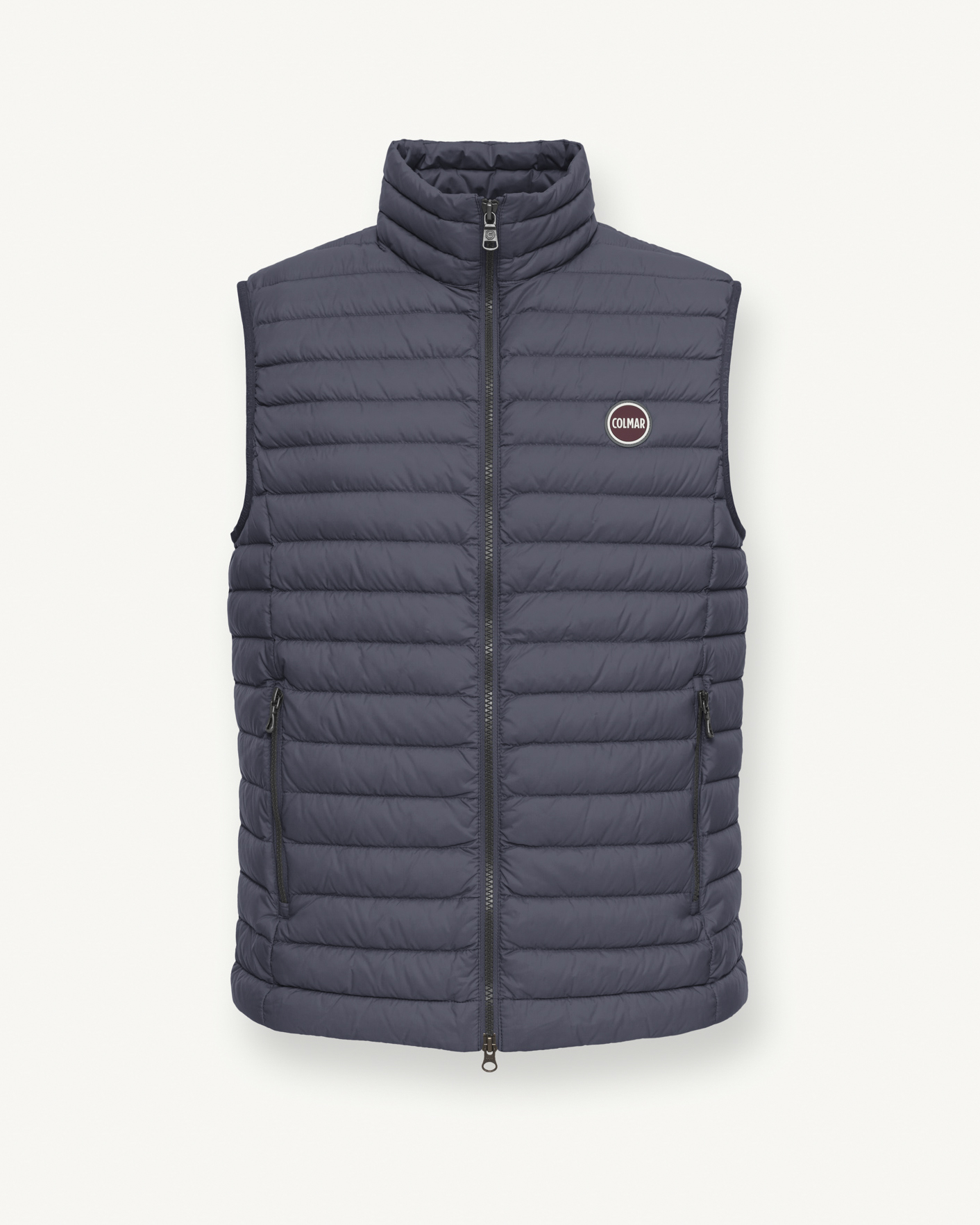 Gilet blu imbottito in piuma