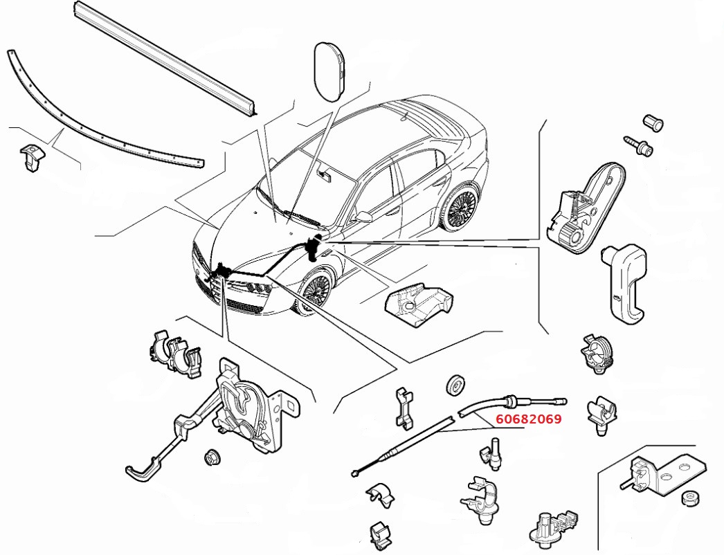 Leva Di Chiusura Sicurezza Cofano Per Alfa Romeo 159 E Brera - In ABS, Facile Installazione - Foto 10