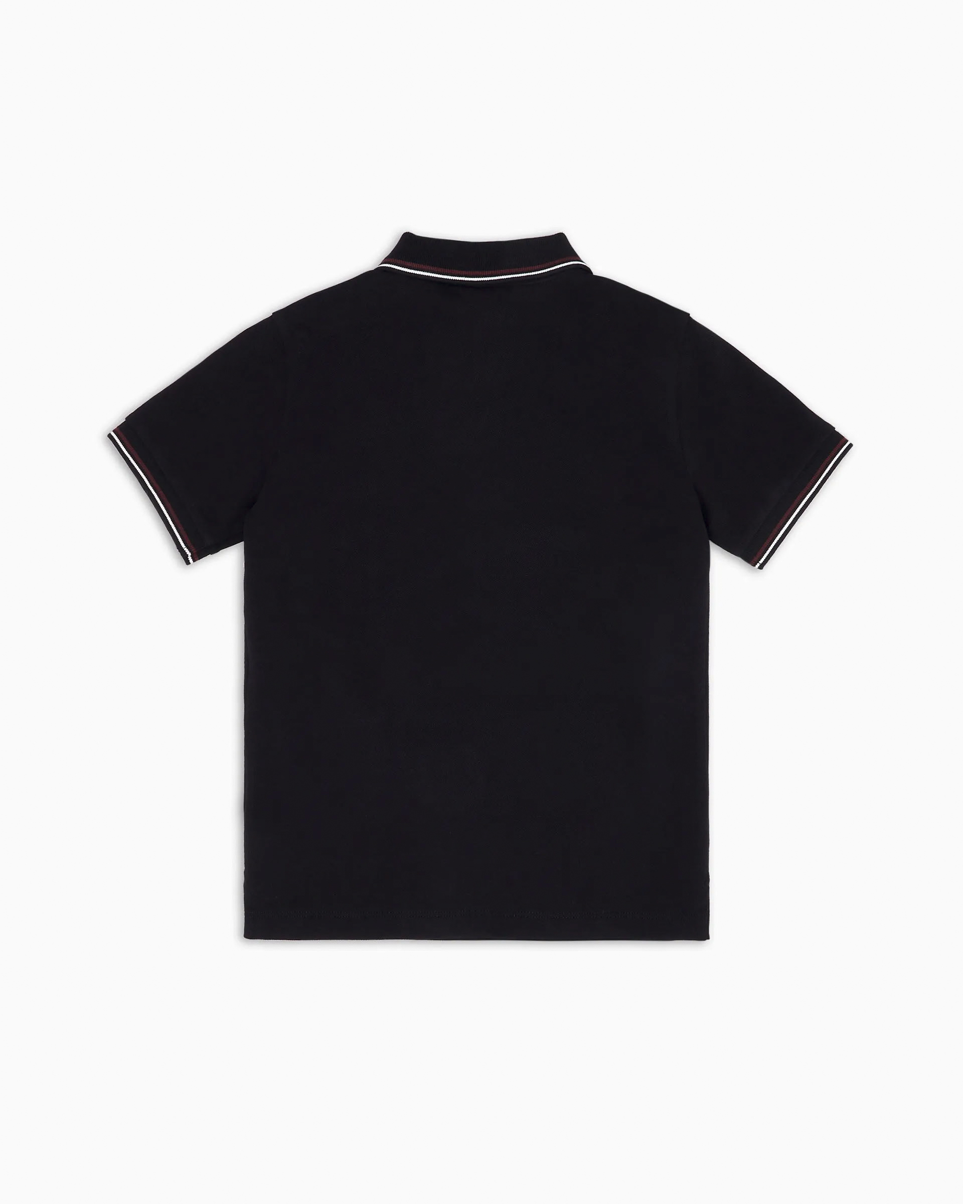 Polo blu mezza manica Emporio Armani Junior in cotone stretch con bordino bordeaux e bianco 