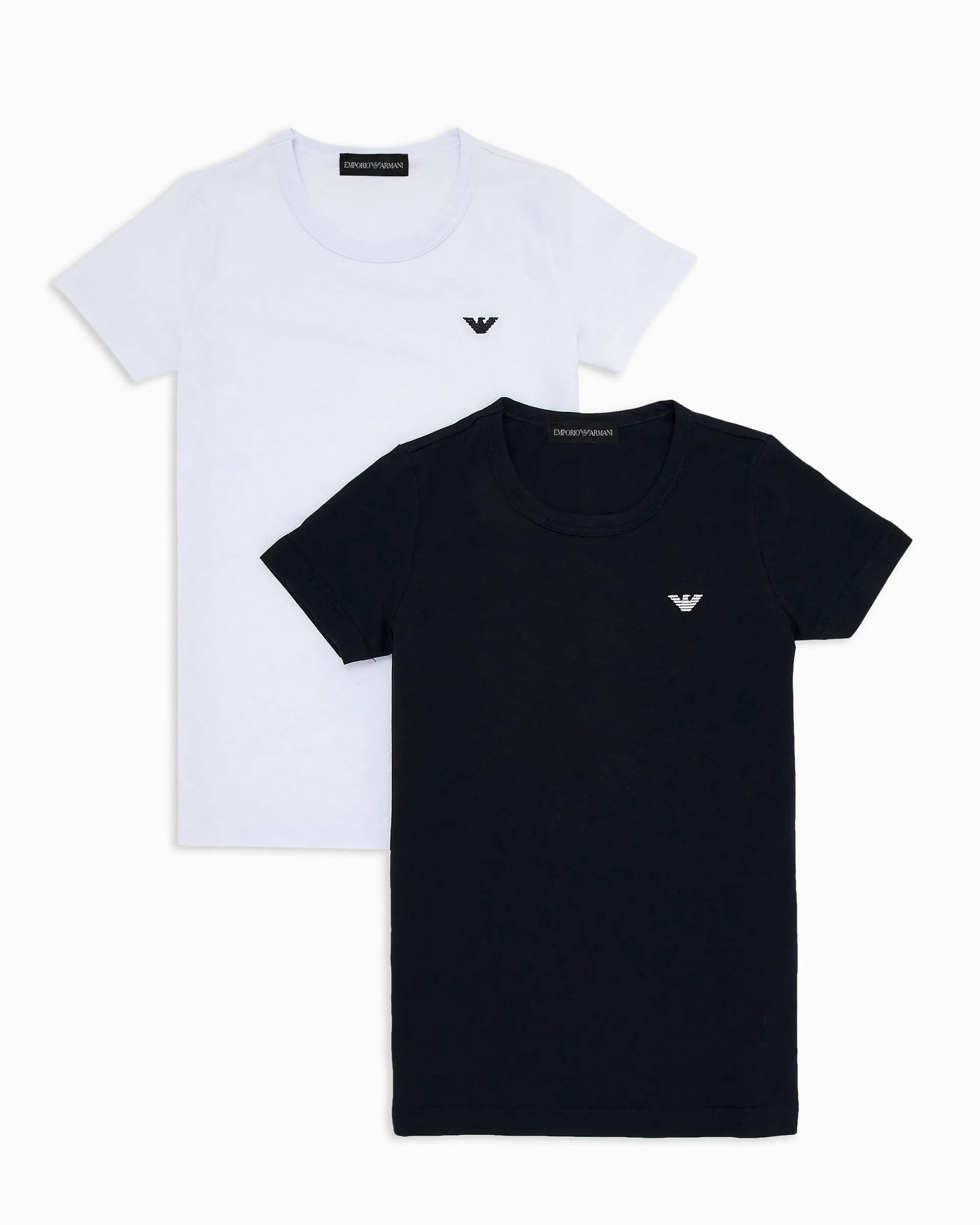 Bipack Junior composto da t-shirt blu e bianca mezza manica in cotone stretch