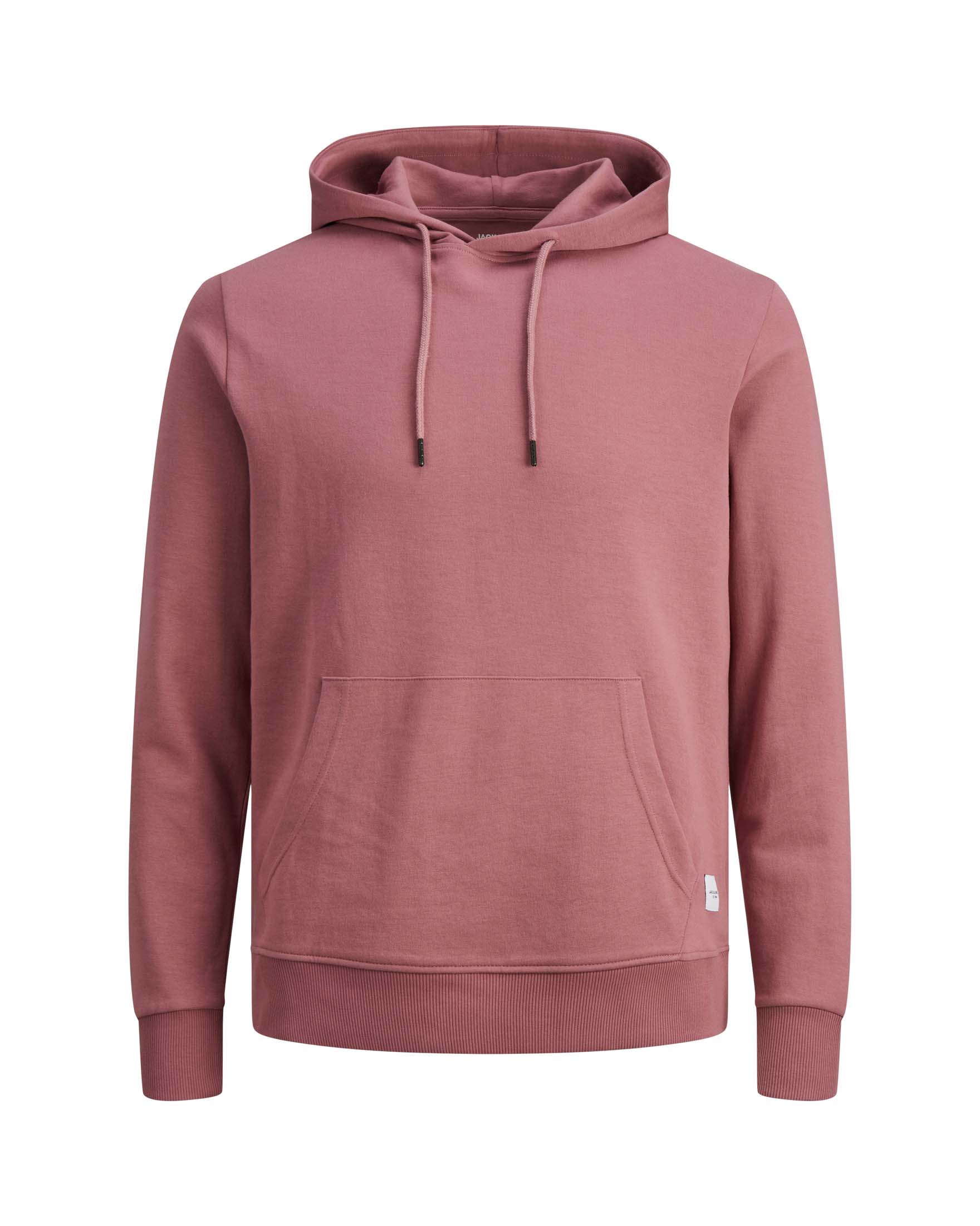 Jack & Jones — Felpa rosa antico con cappuccio regular fit in misto cotone con tasca a marsupio frontale