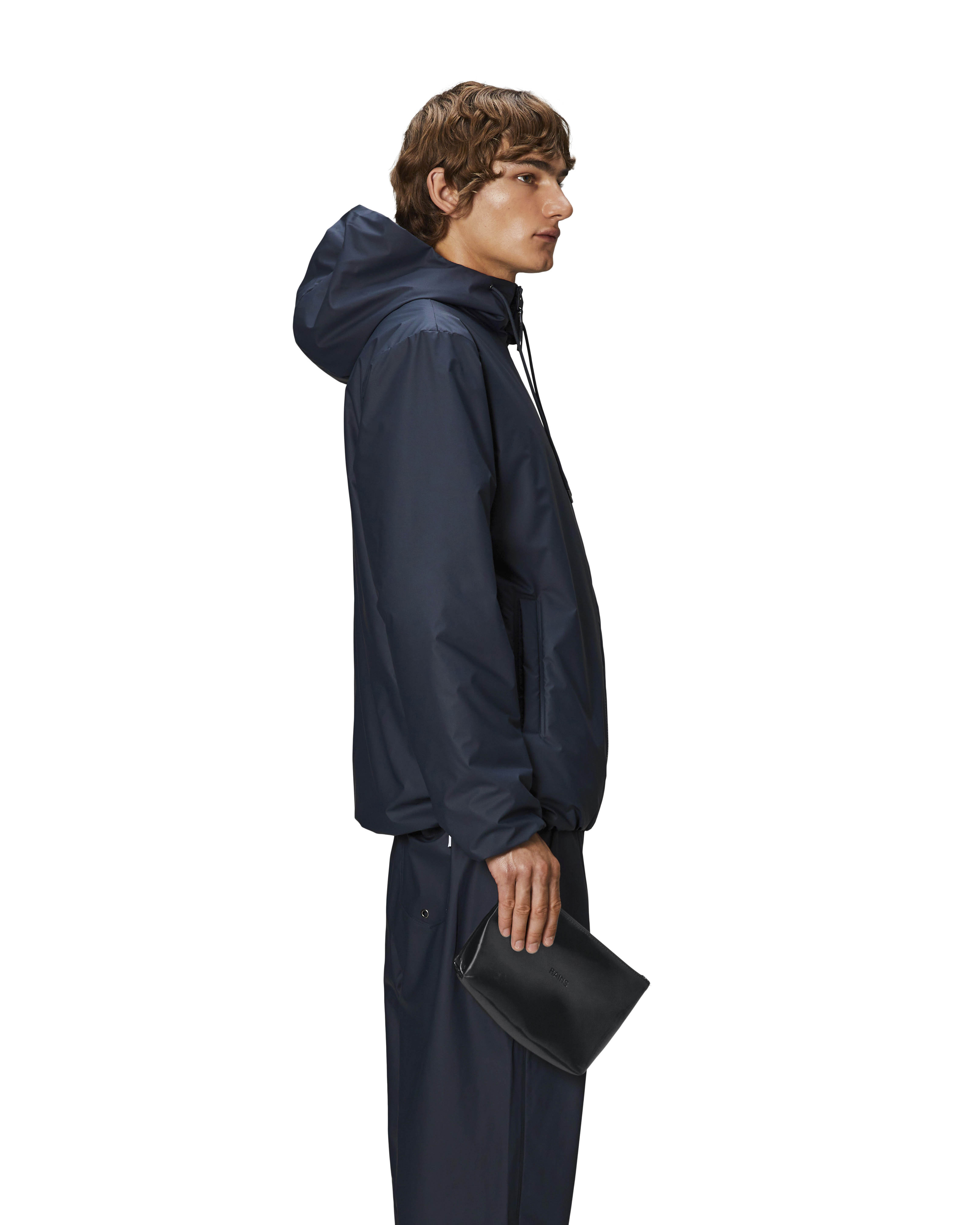 Cosmetic bag nera in tessuto impermeabile effetto lucido con scritta logo image