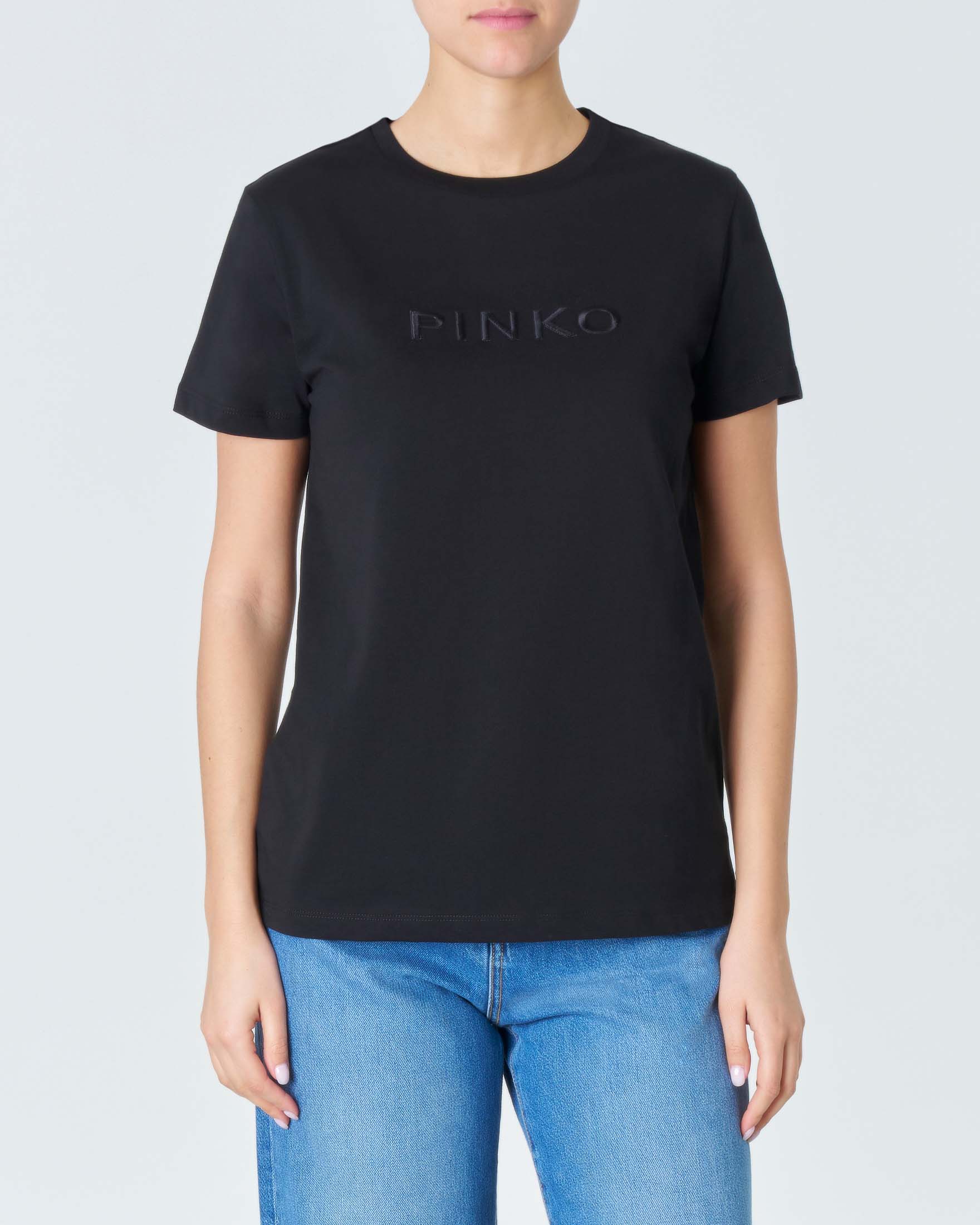 Pinko T-shirt manica corta Star con logo ricamato nero