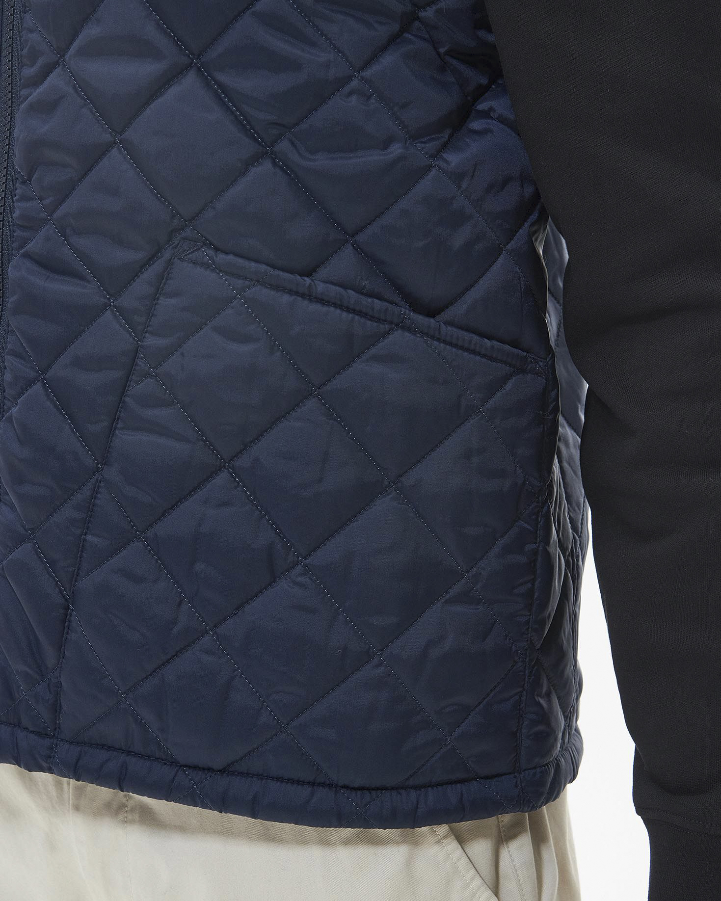 Gilet Barbour Monty blu trapuntato a rombi con colletto in velluto