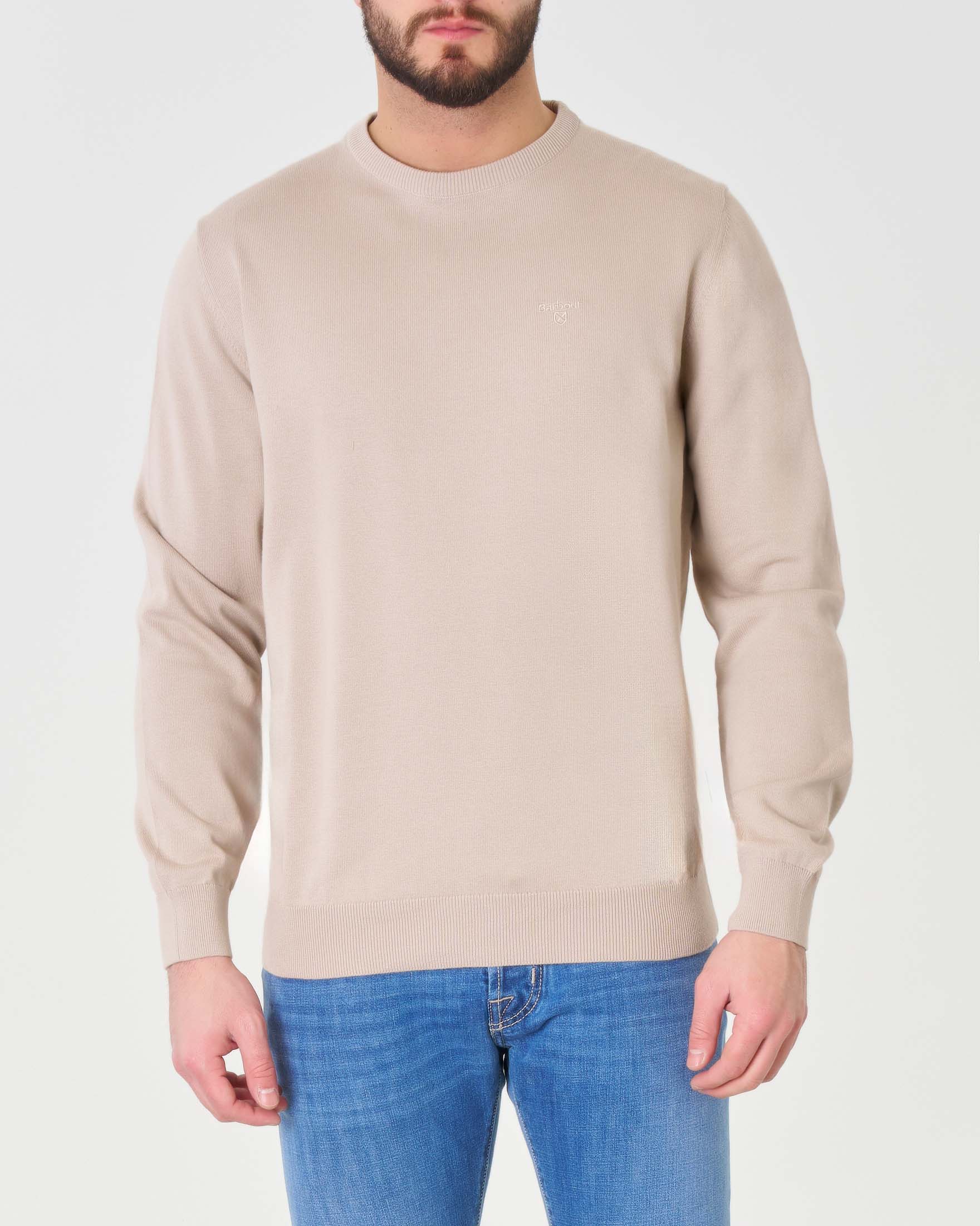 Maglia beige girocollo in puro cotone