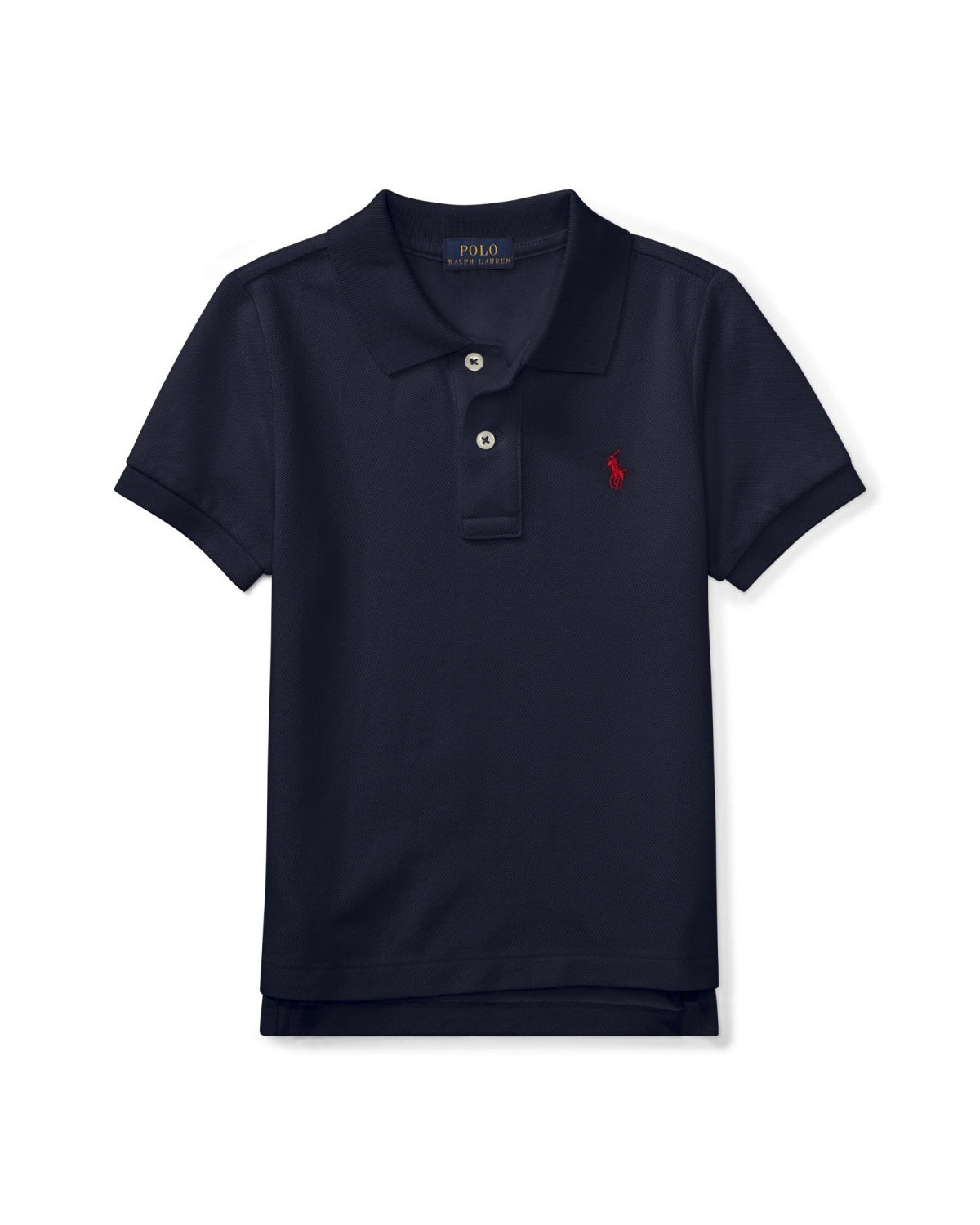 Polo blu in piquet tinta unita con logo pony piccolo