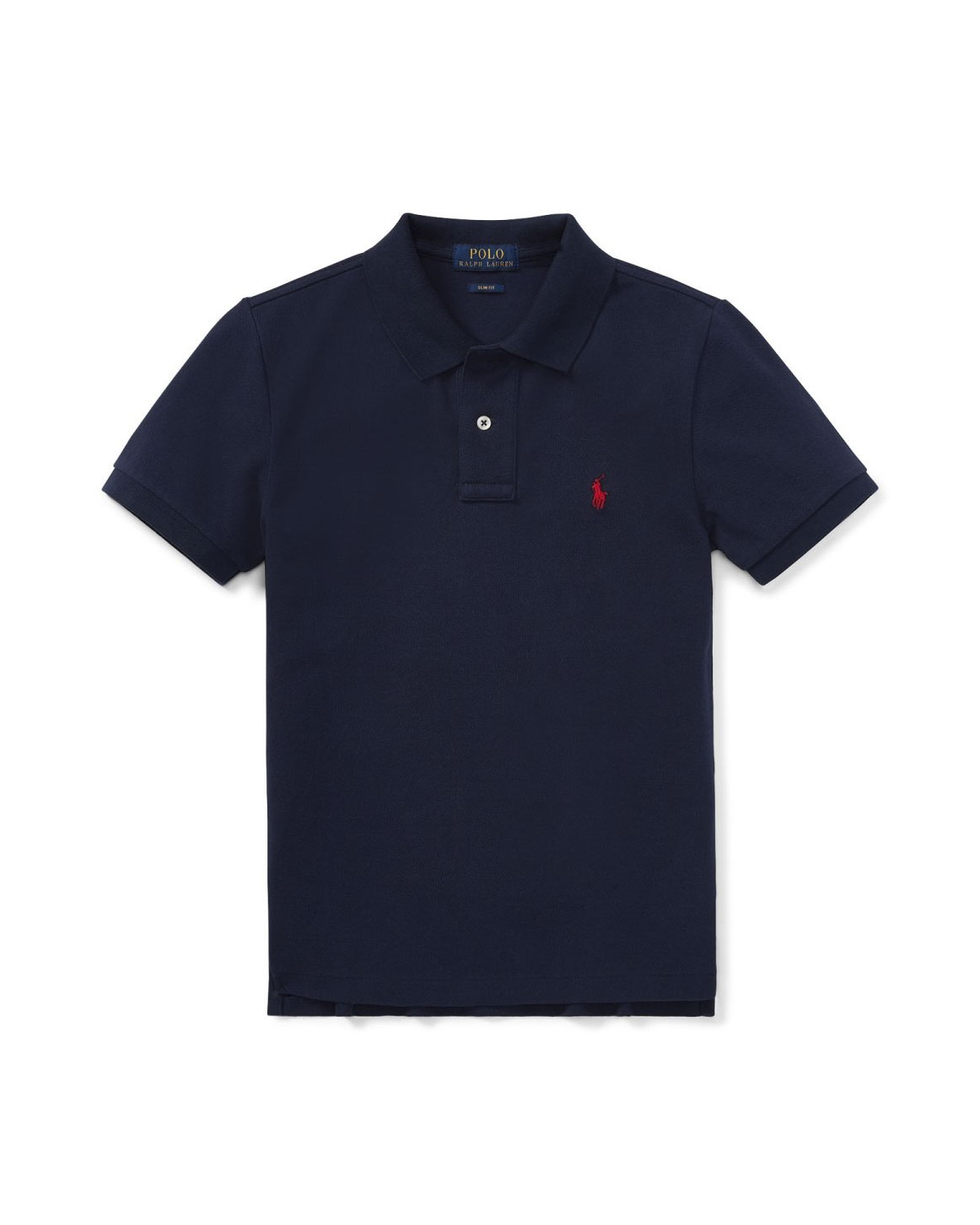 Polo blu tinta unita in piquet di cotone