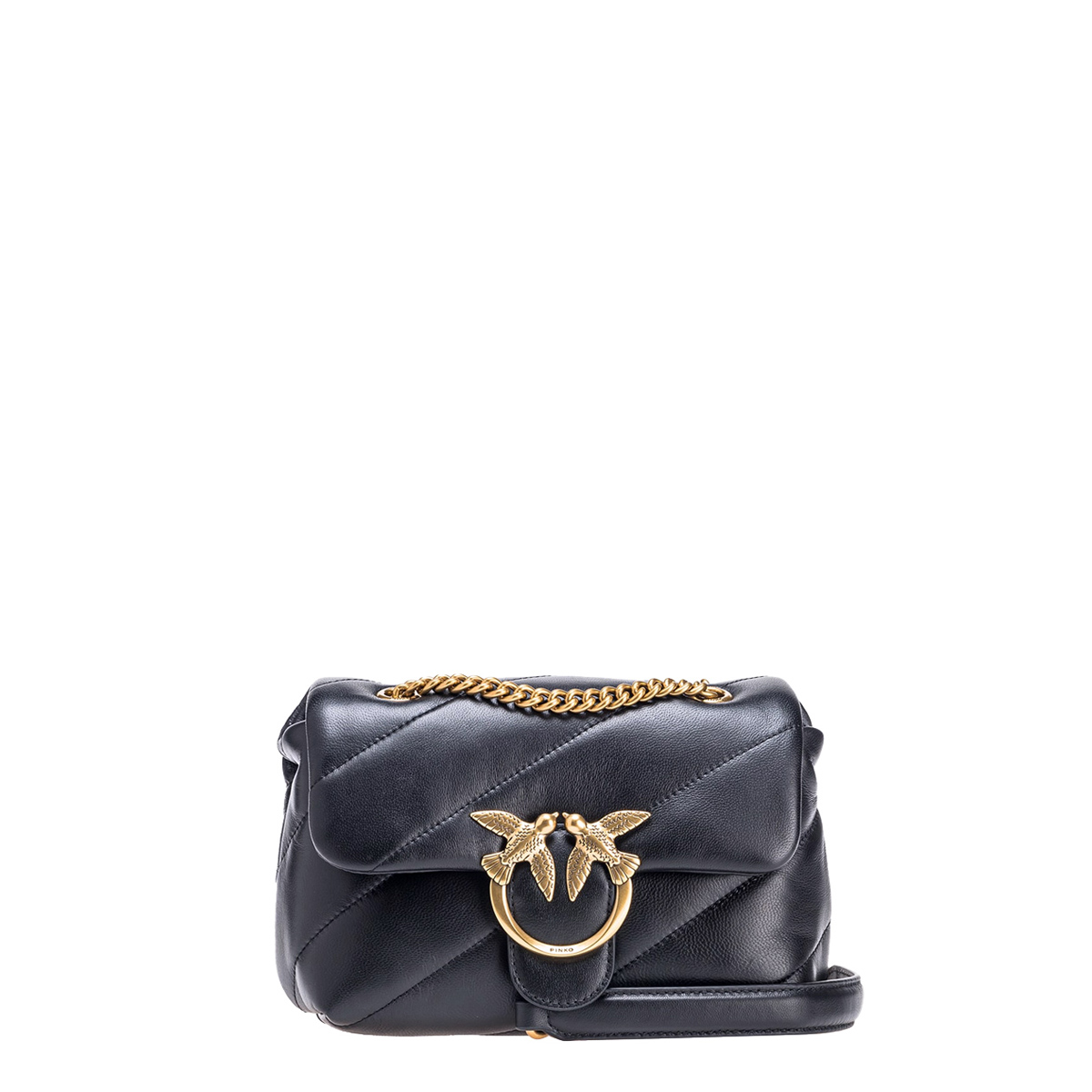 Pinko Women's Modern Handbag - Black With Antique Gold Hardware, Leather Crossbody Or Shoulder Bag - View #3