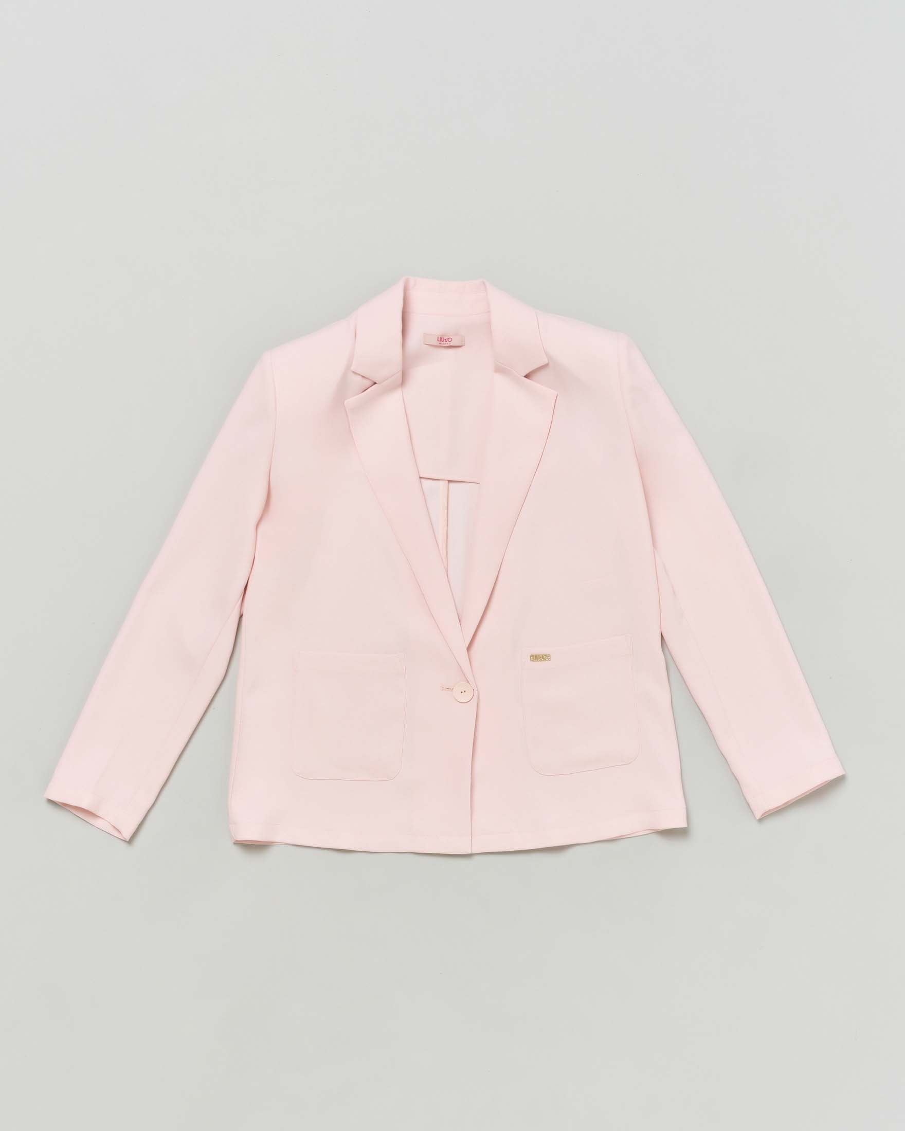 Blazer rosa cipria monopetto in crĂŞpe