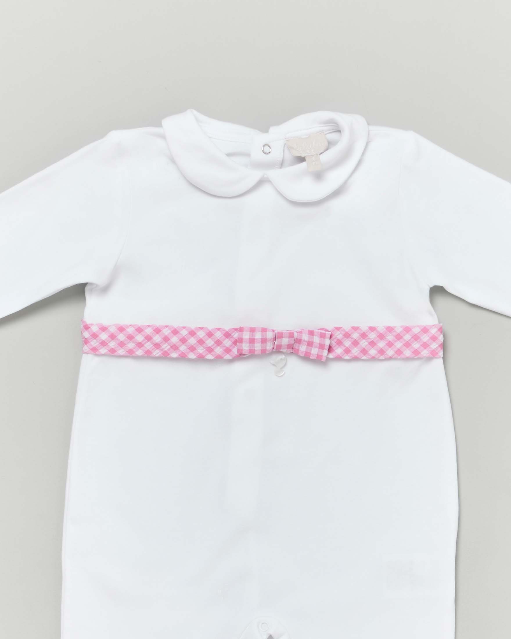 Pagliaccetto bianco Lalalù in cotone stretch a maniche lunghe  image