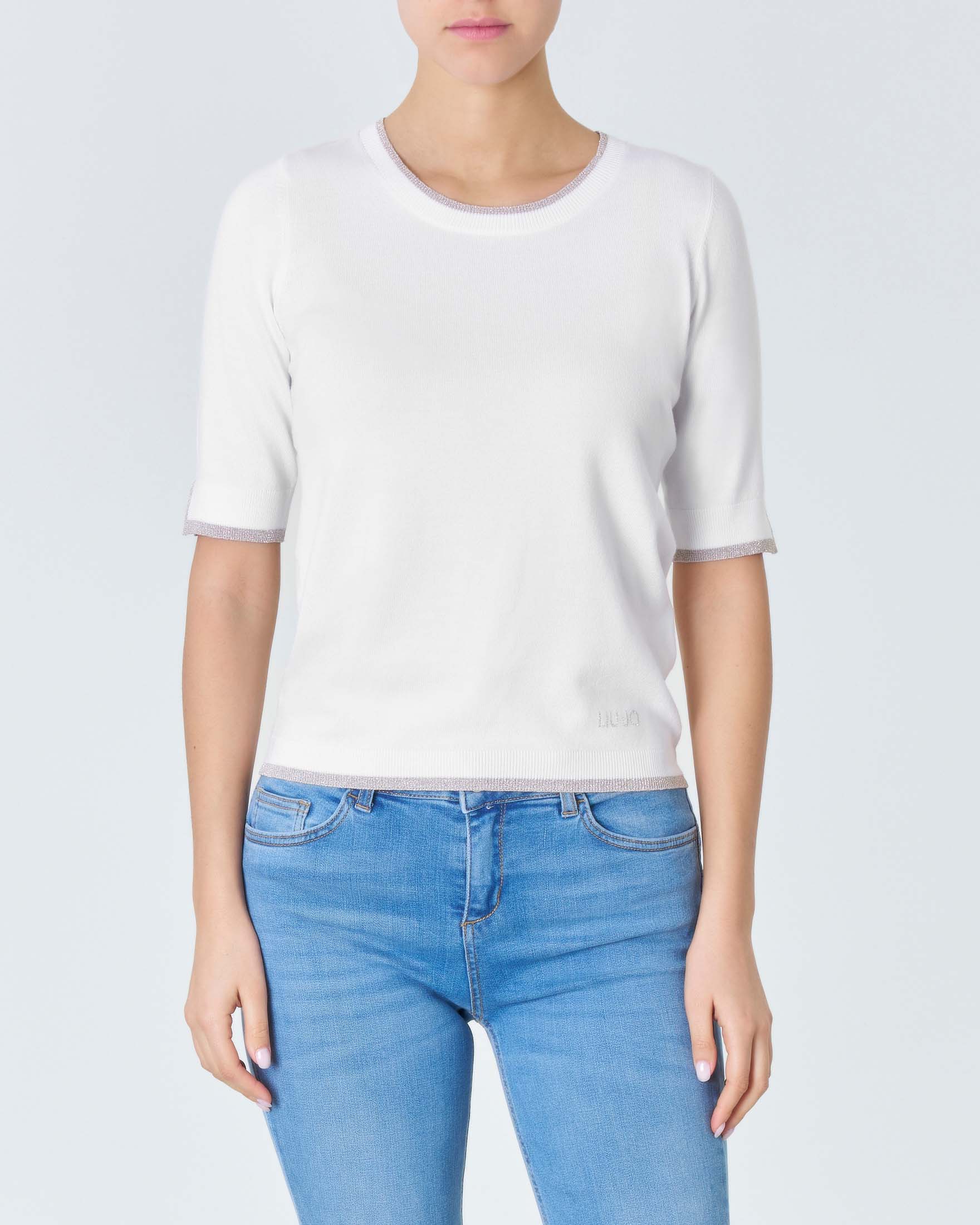 Blue Jeans Maglia Bianca Oro Guess Tshirt Bianca Donna In Cotone