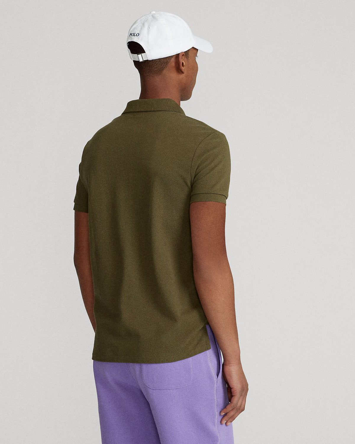 Polo verde militare mezza manica in piquè slim-fit