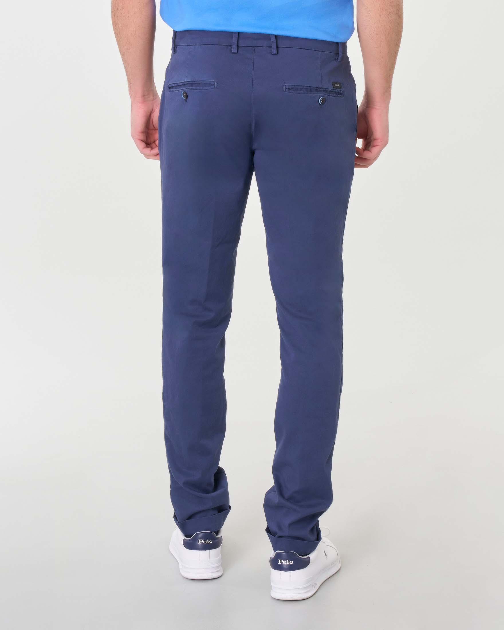 Pantalone chino Levanto blu indaco in twill di misto cotone stretch