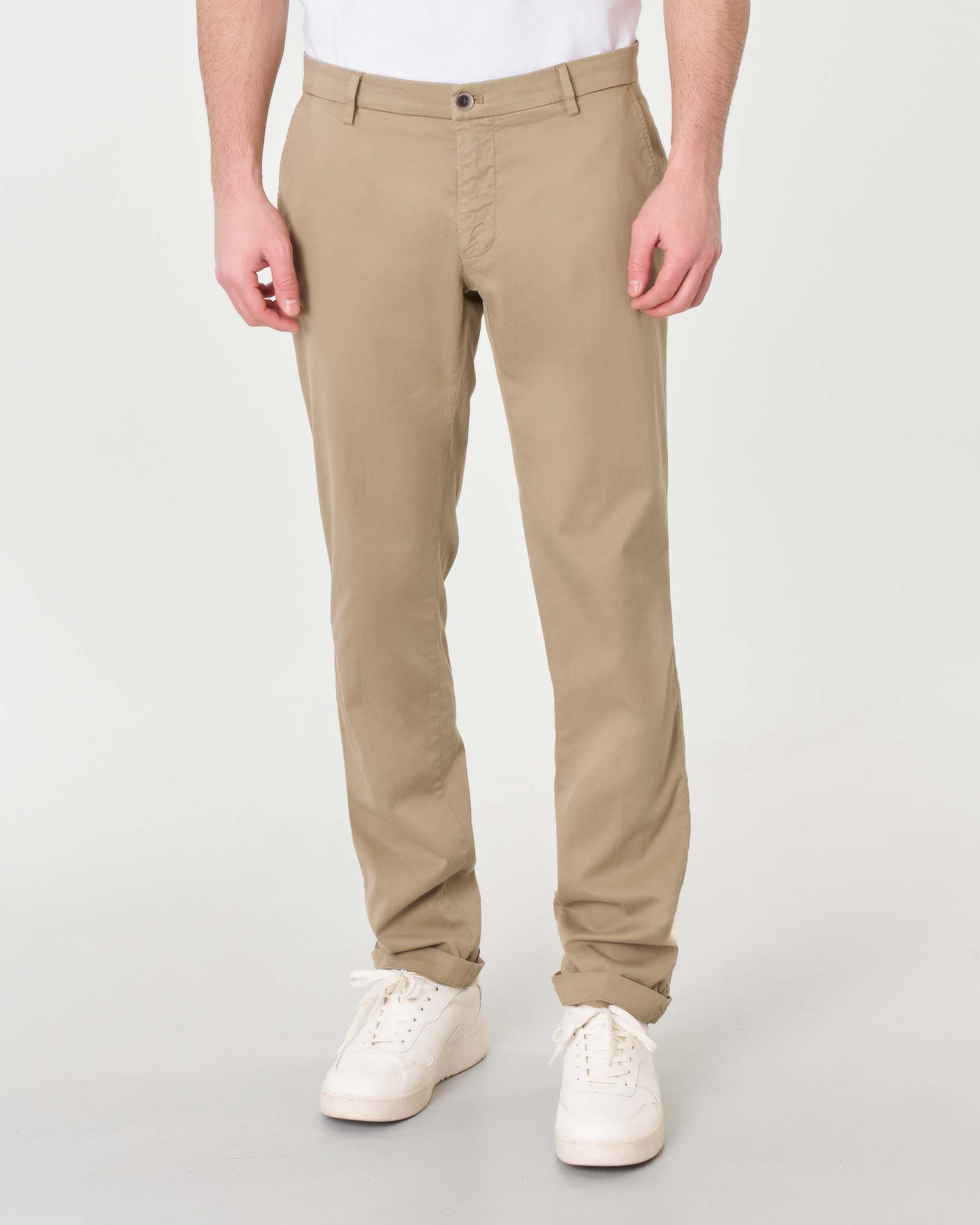 Pantalone chino Levanto sabbia in twill di misto cotone stretch