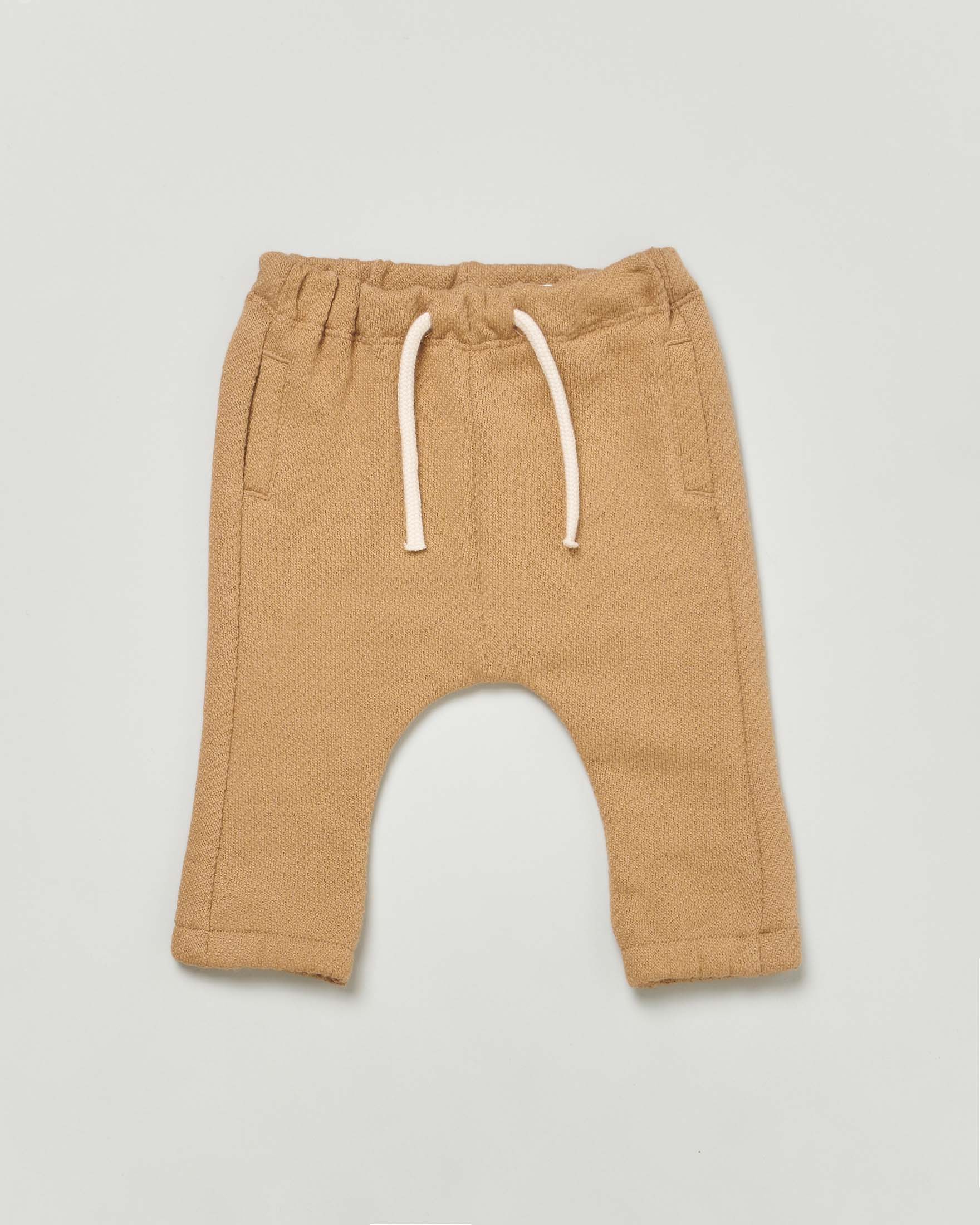 Pantaloni cammello in cotone con coulisse