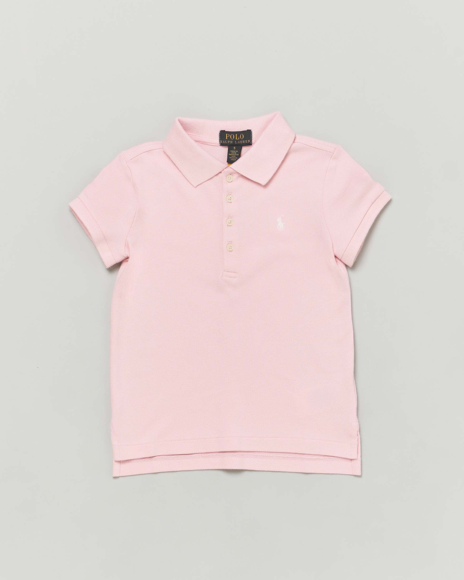 Polo rosa Ralph Lauren a maniche corte in cotone stretch con logo pony bianco 