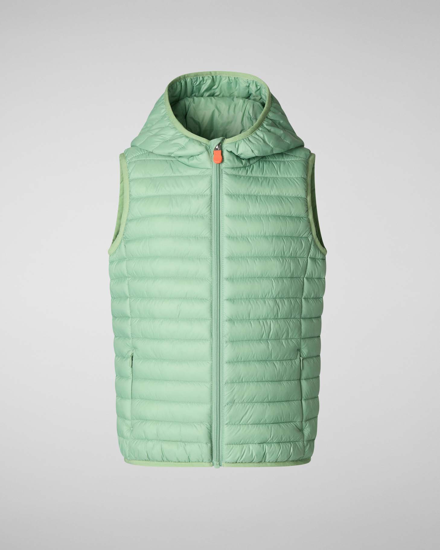 Gilet Dolin verde menta imbottito in Plumtech® con cappuccio