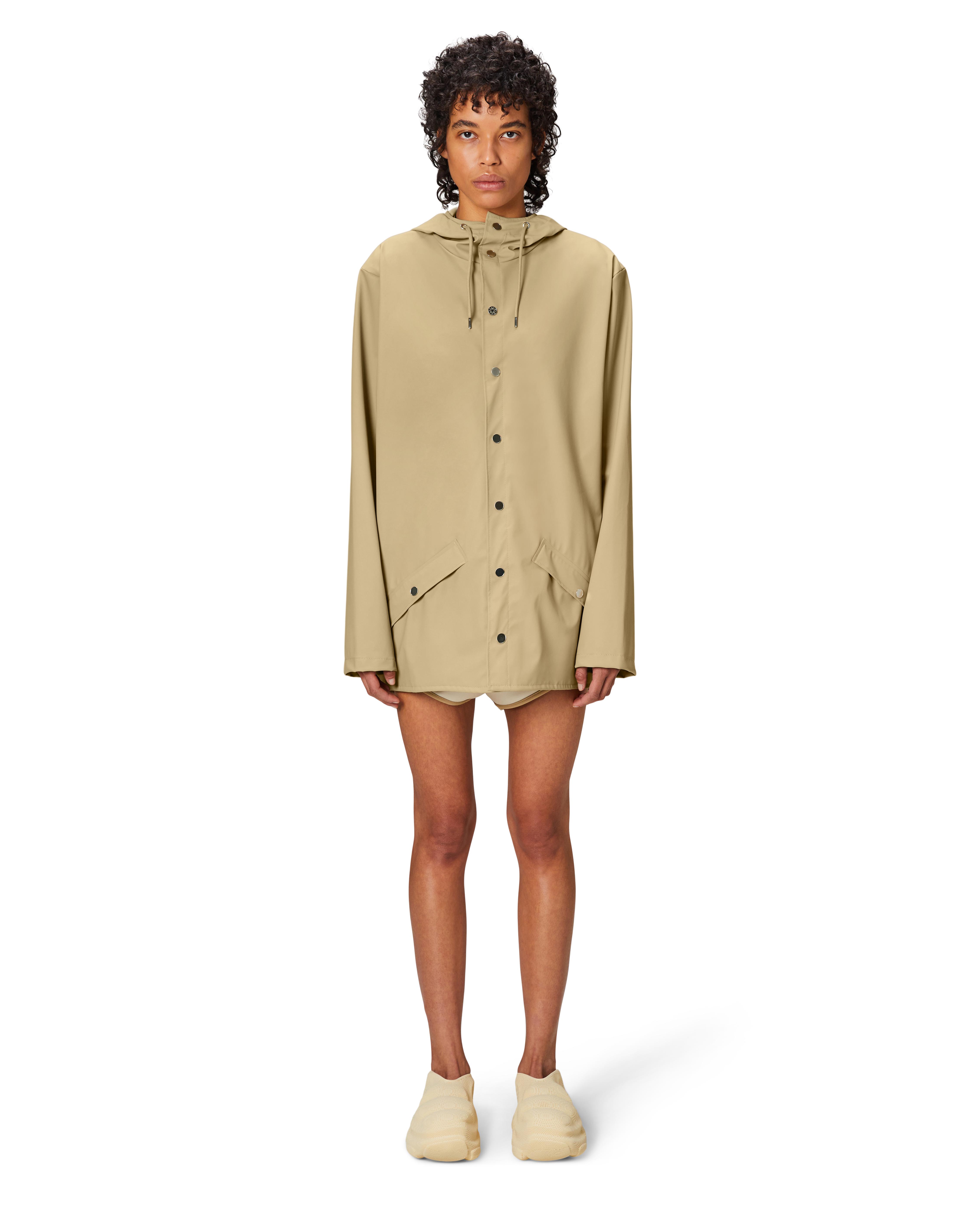 Jacket impermeabile beige con cappuccio
