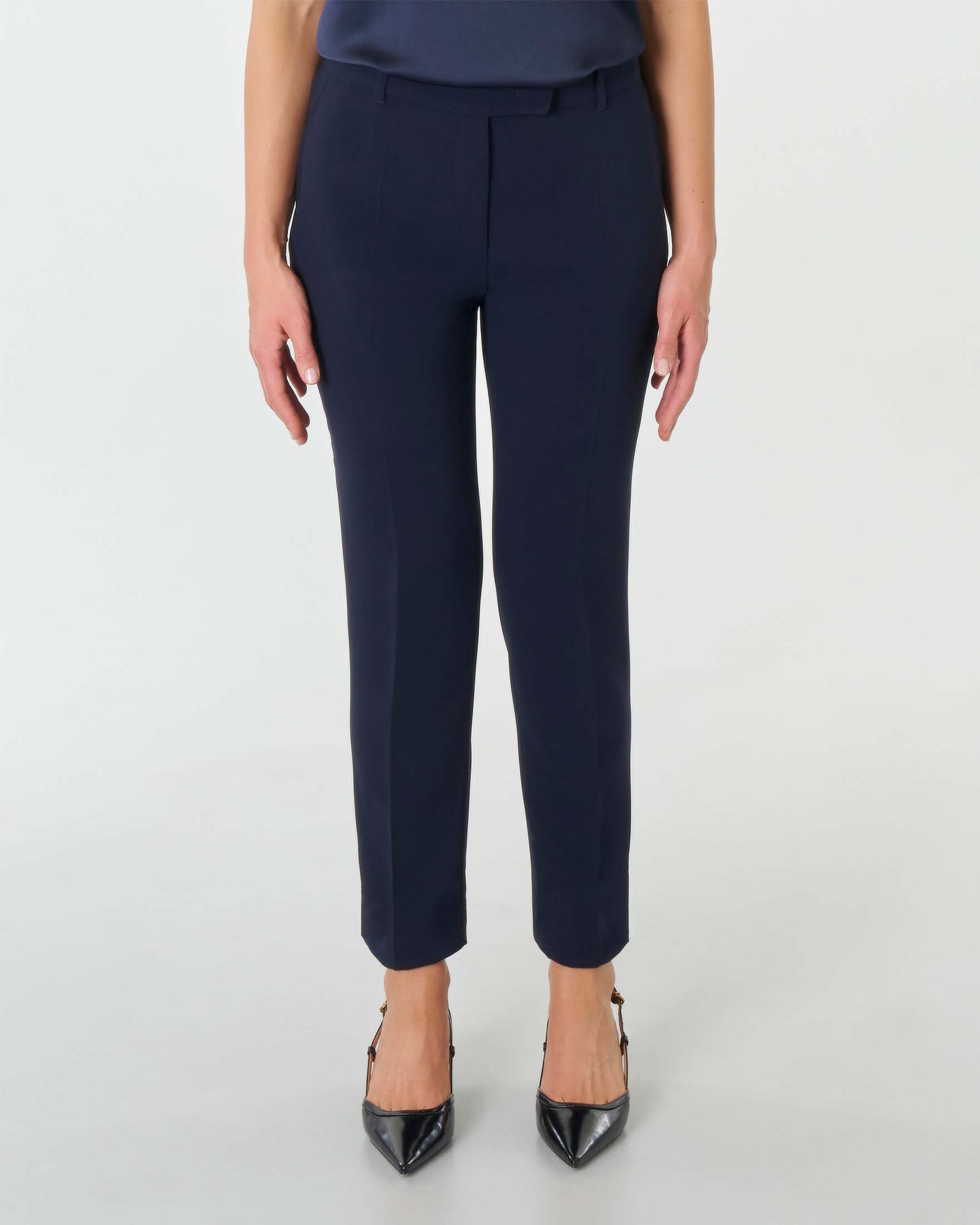 Pantaloni blu alla caviglia in cady dalla linea slim image