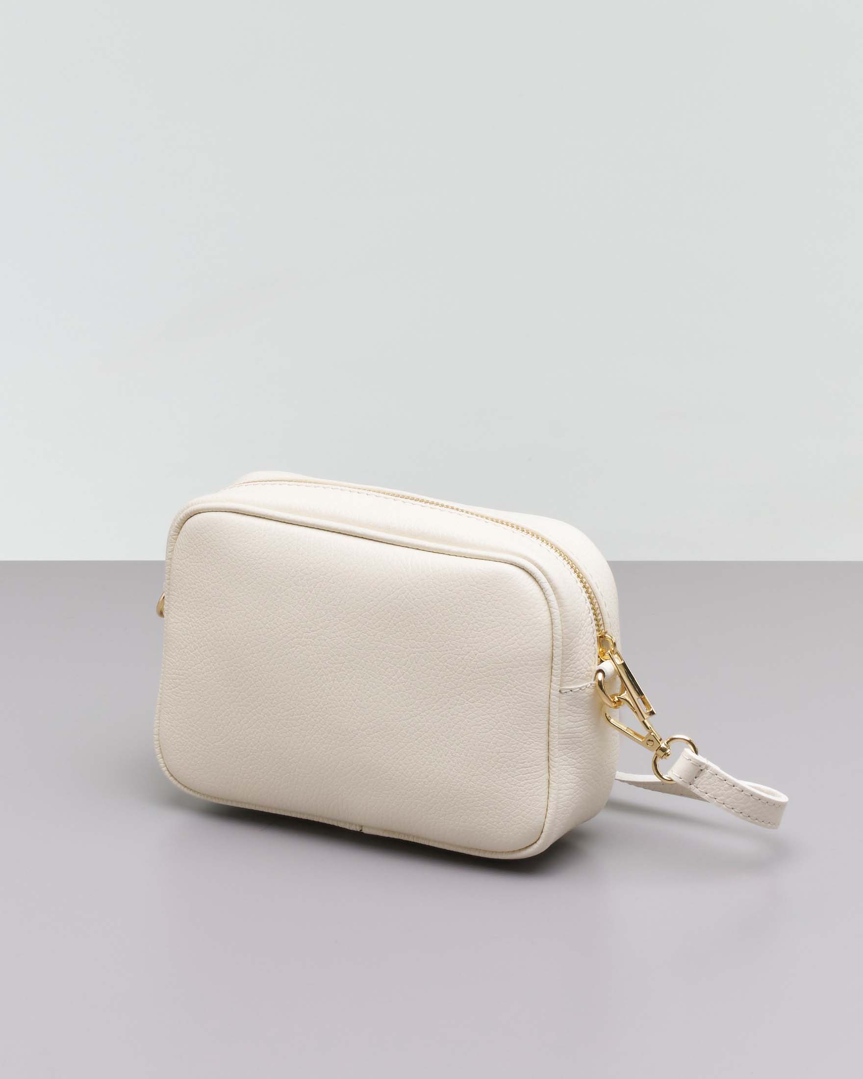 Cross bag bianca in pelle effetto martellato