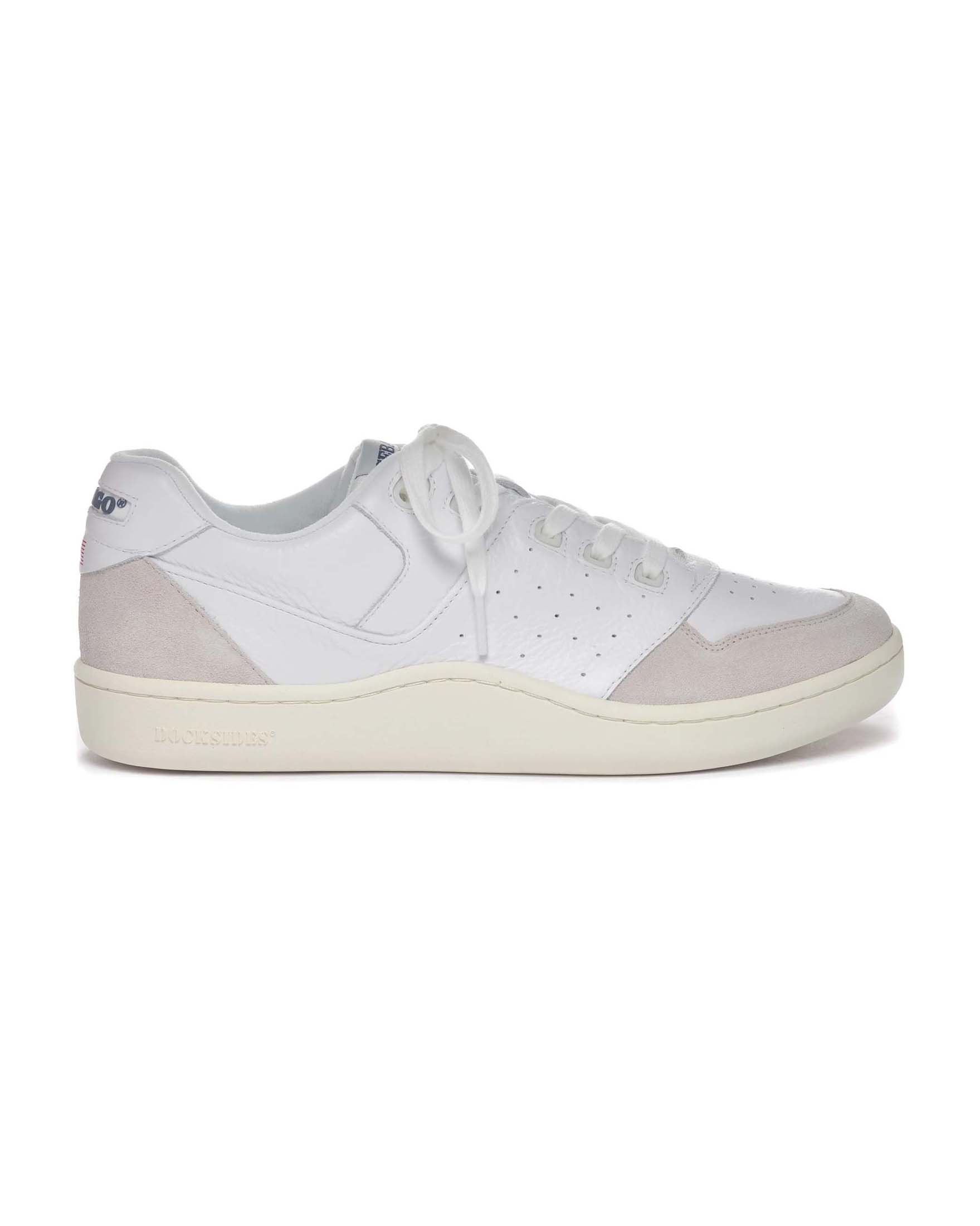 Sneaker Hurricane bianca in pelle martellata con inserti in pelle scamosciata beige