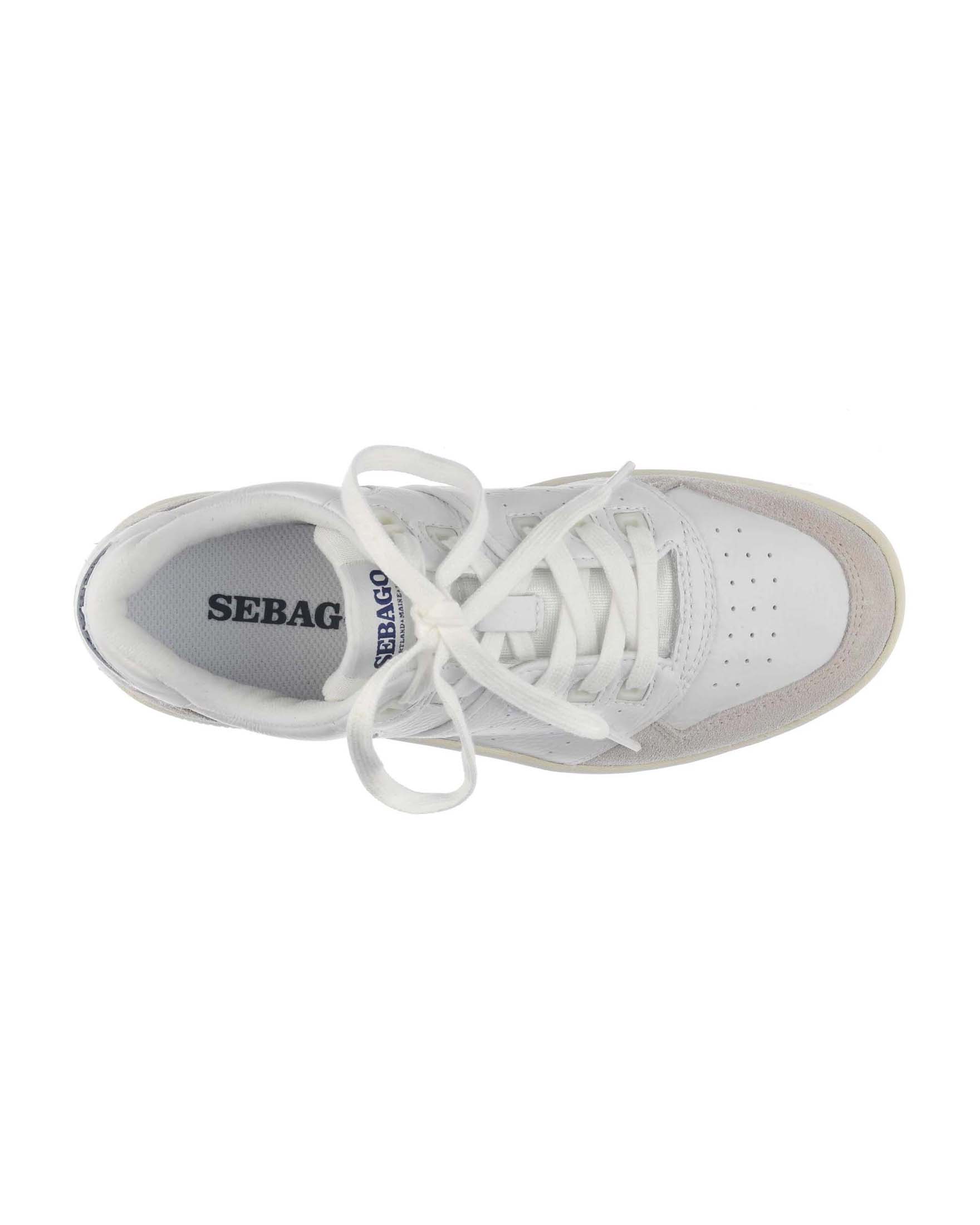 Sneaker Sebago Hurricane bianca in pelle martellata con inserti in pelle scamosciata beige image