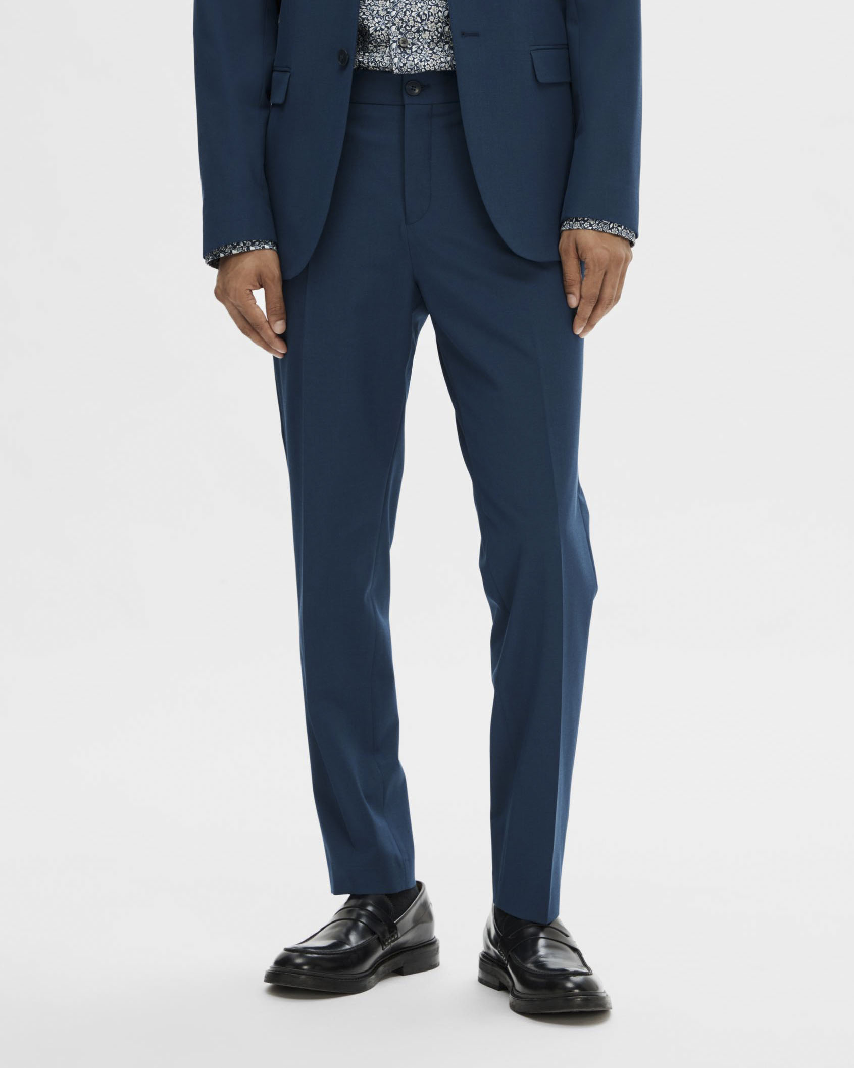 Pantaloni slim blu indaco in tela di misto viscosa stretch