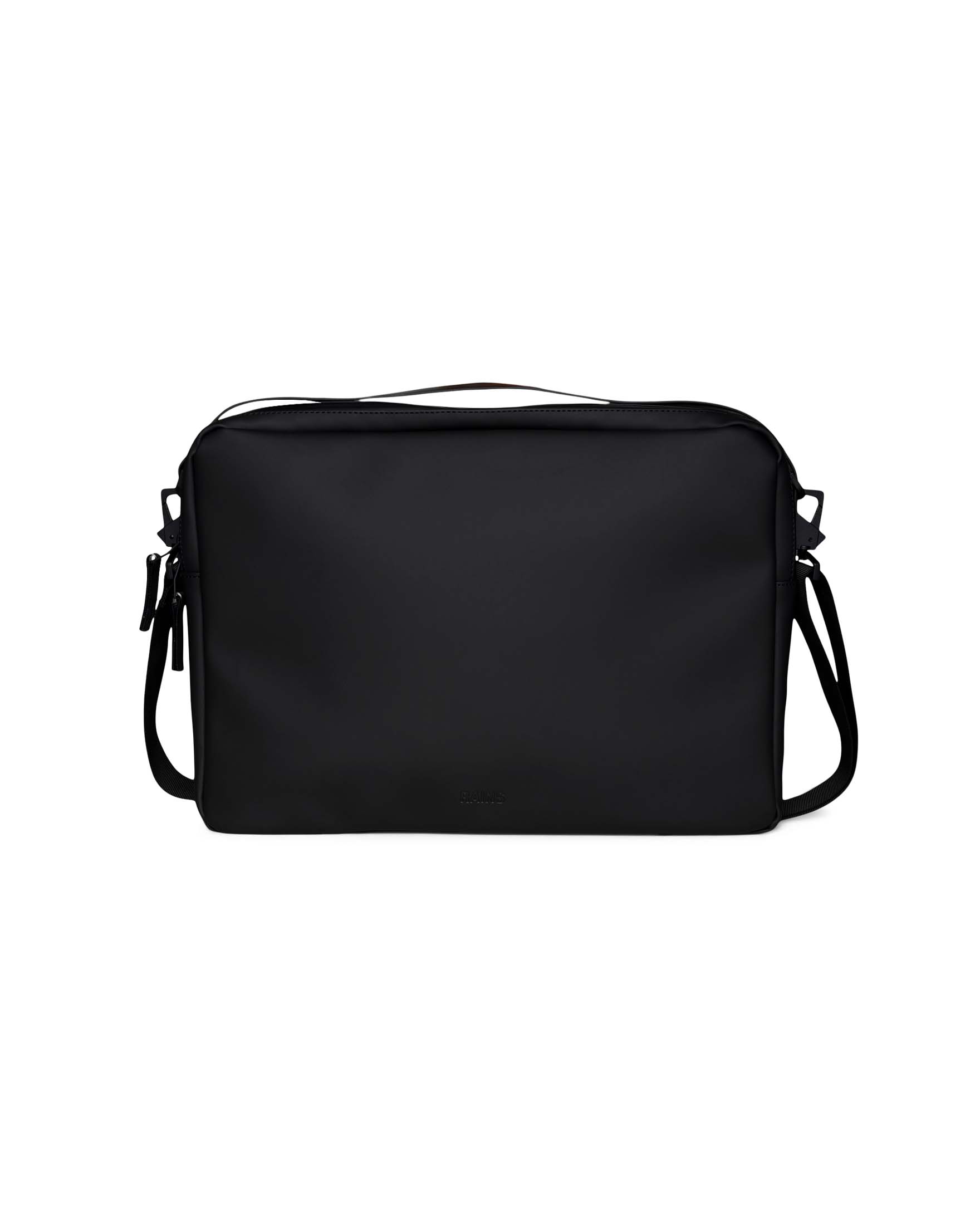 Laptop bag nera in tessuto tecnico impermeabile effetto gommato