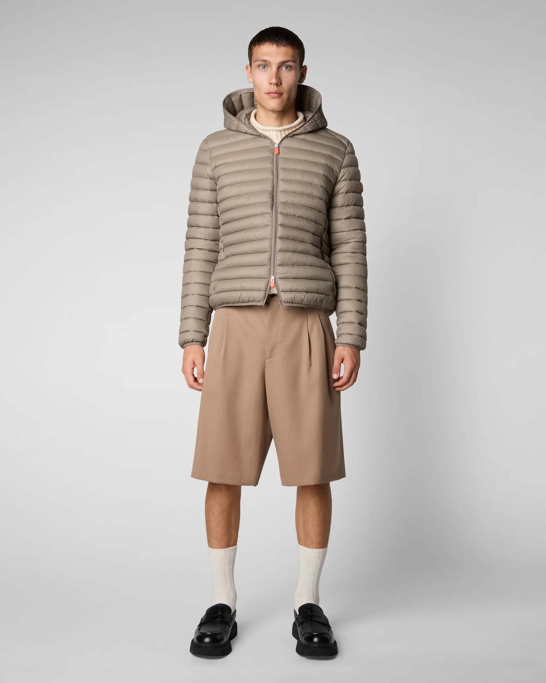 Piumino Donald color fango con cappuccio imbottito in Plumtech® 100 grammi