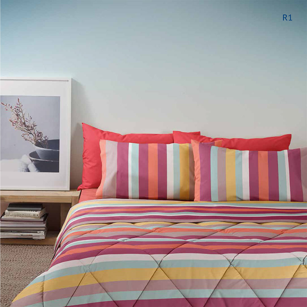 Hoem Set Lenzuola Copripiumino Reversibile In Cotone Ricco, Motivo Astratto Tuba, Queen (240x200 Cm), 3 Pezzi, Certificato OEKO-TEX