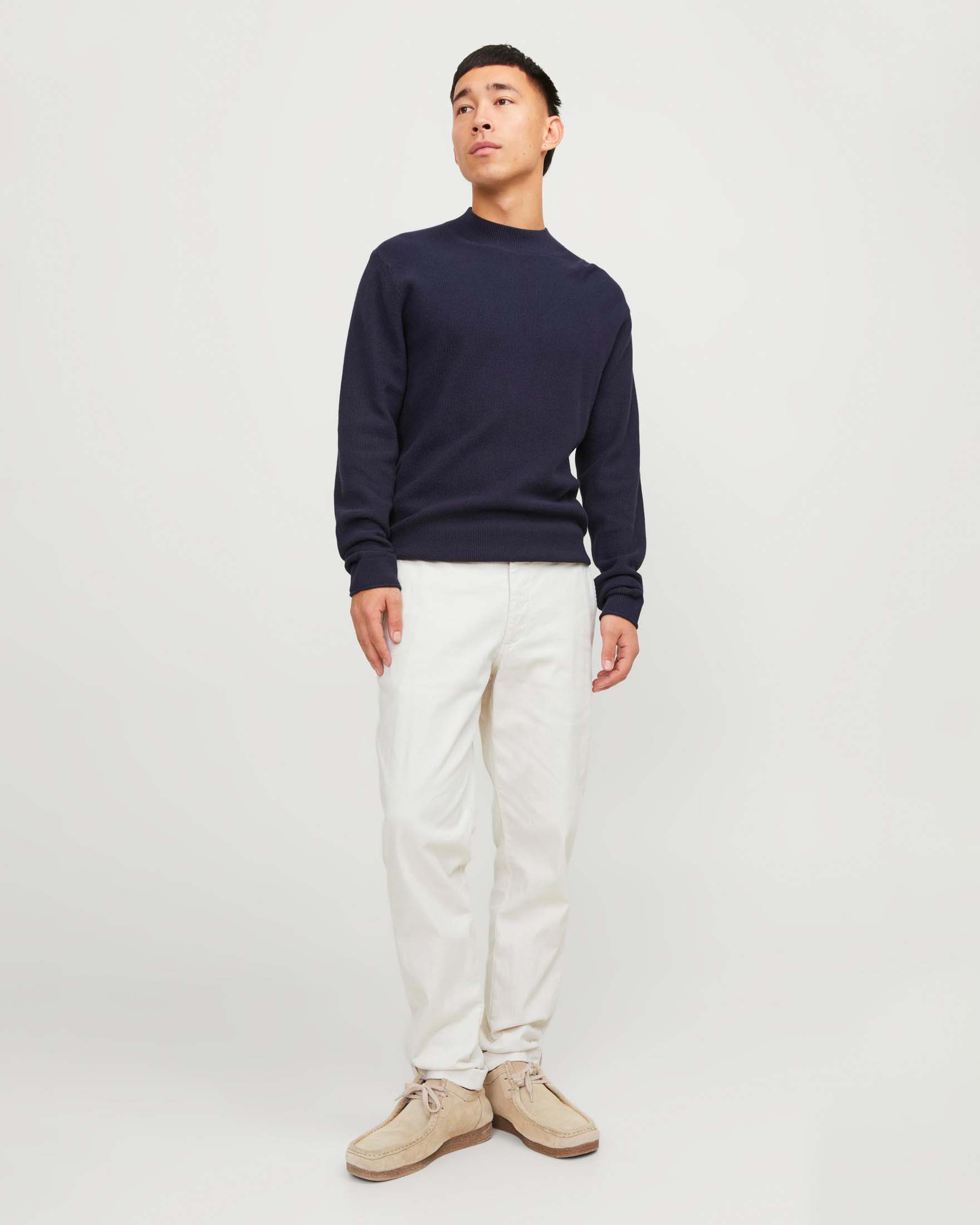 Pantaloni chino slim-fit a vita bassa bianchi in cotone stretch armaturato