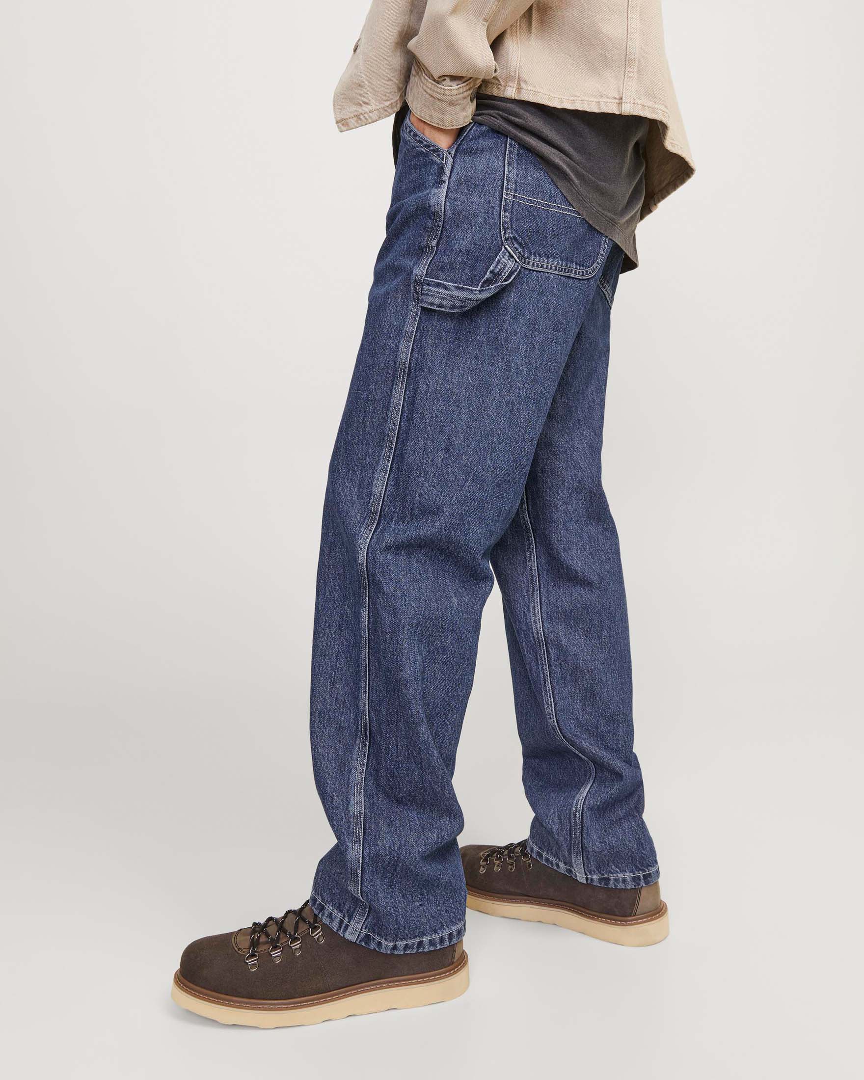 Jeans carpenter loose-fit in puro cotone lavaggio medio stone washed