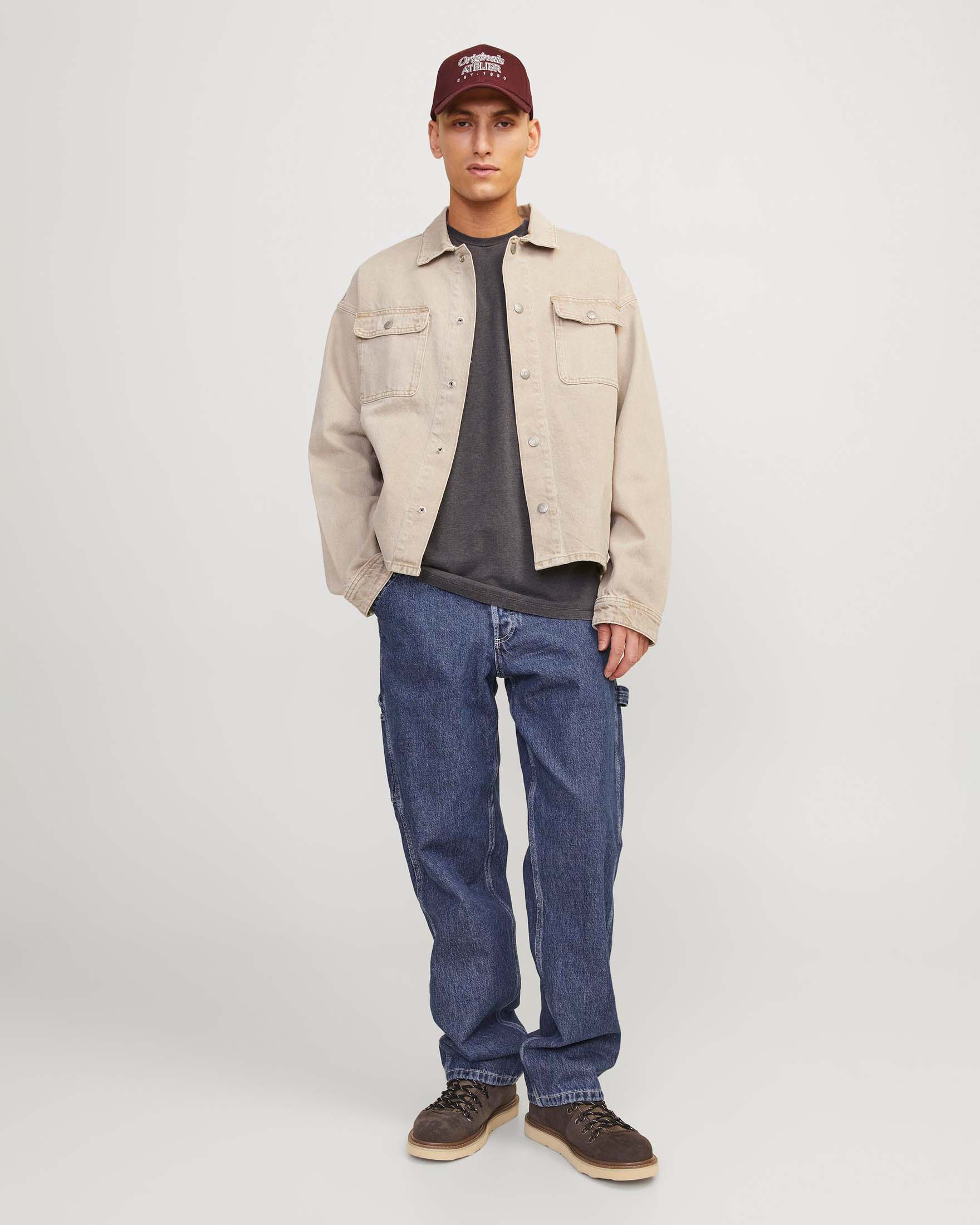 Jeans carpenter loose-fit in puro cotone lavaggio medio stone washed