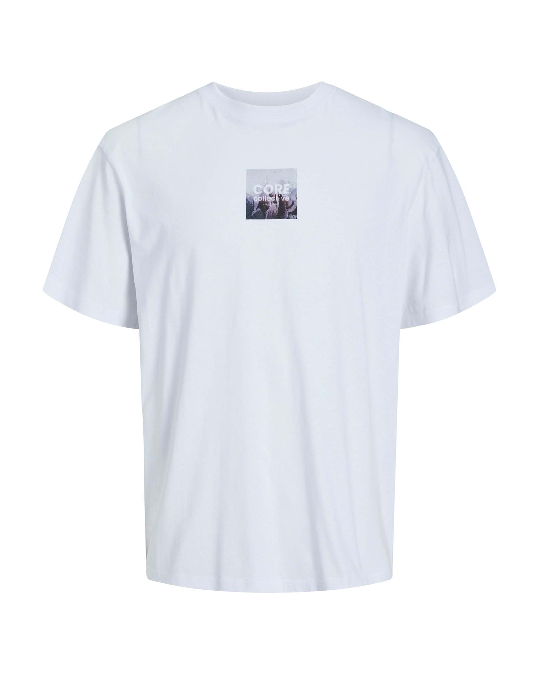 T-shirt bianca relaxed-fit in puro cotone con stampa cactus fronte e retro