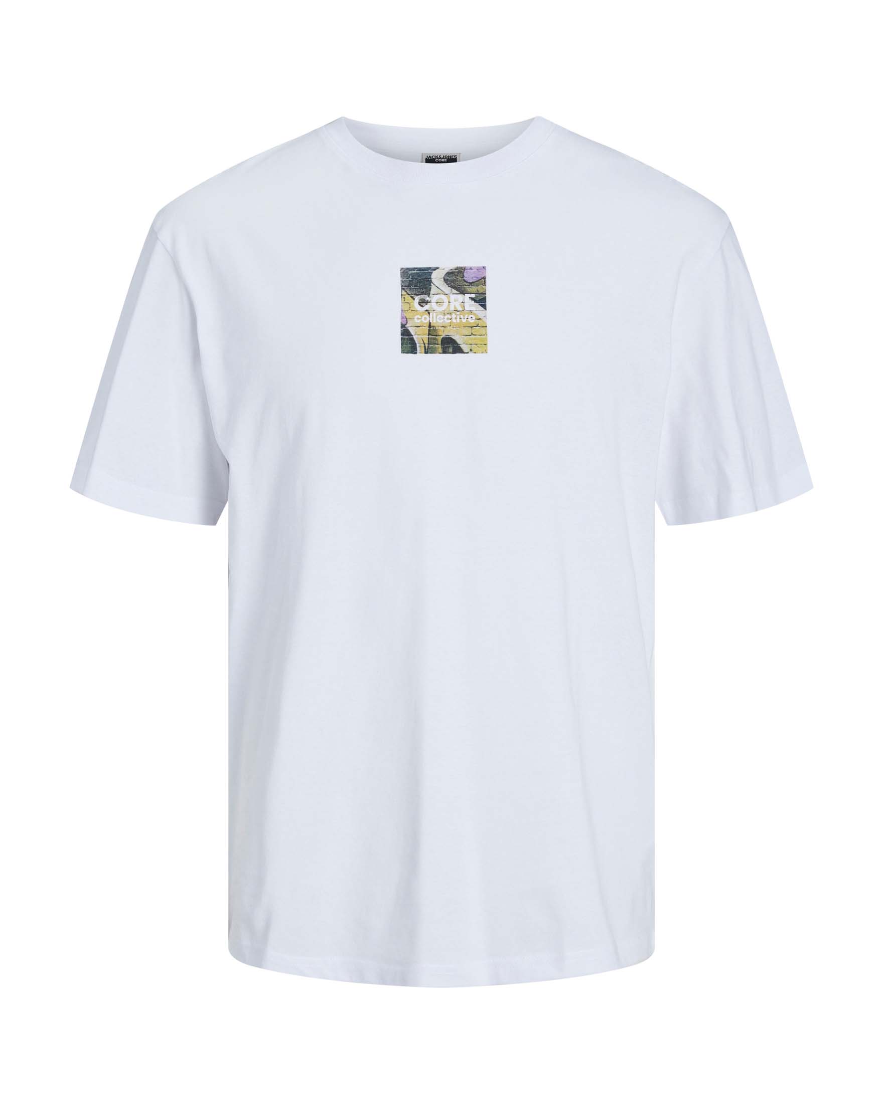T-shirt bianca relaxed-fit in puro cotone con stampa graffiti fronte e retro
