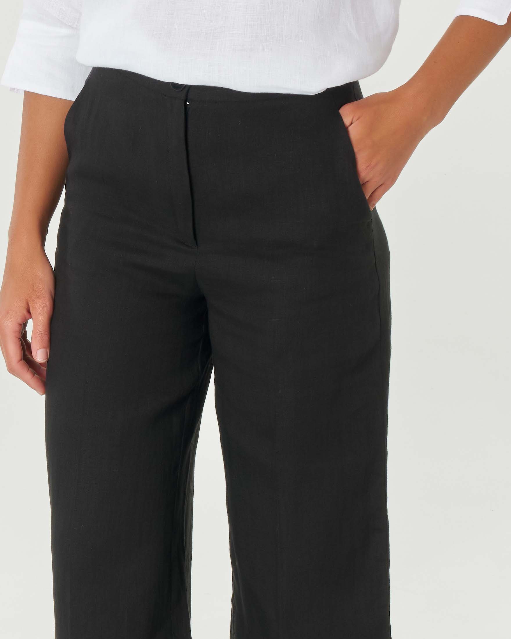 Pantaloni neri lino shop