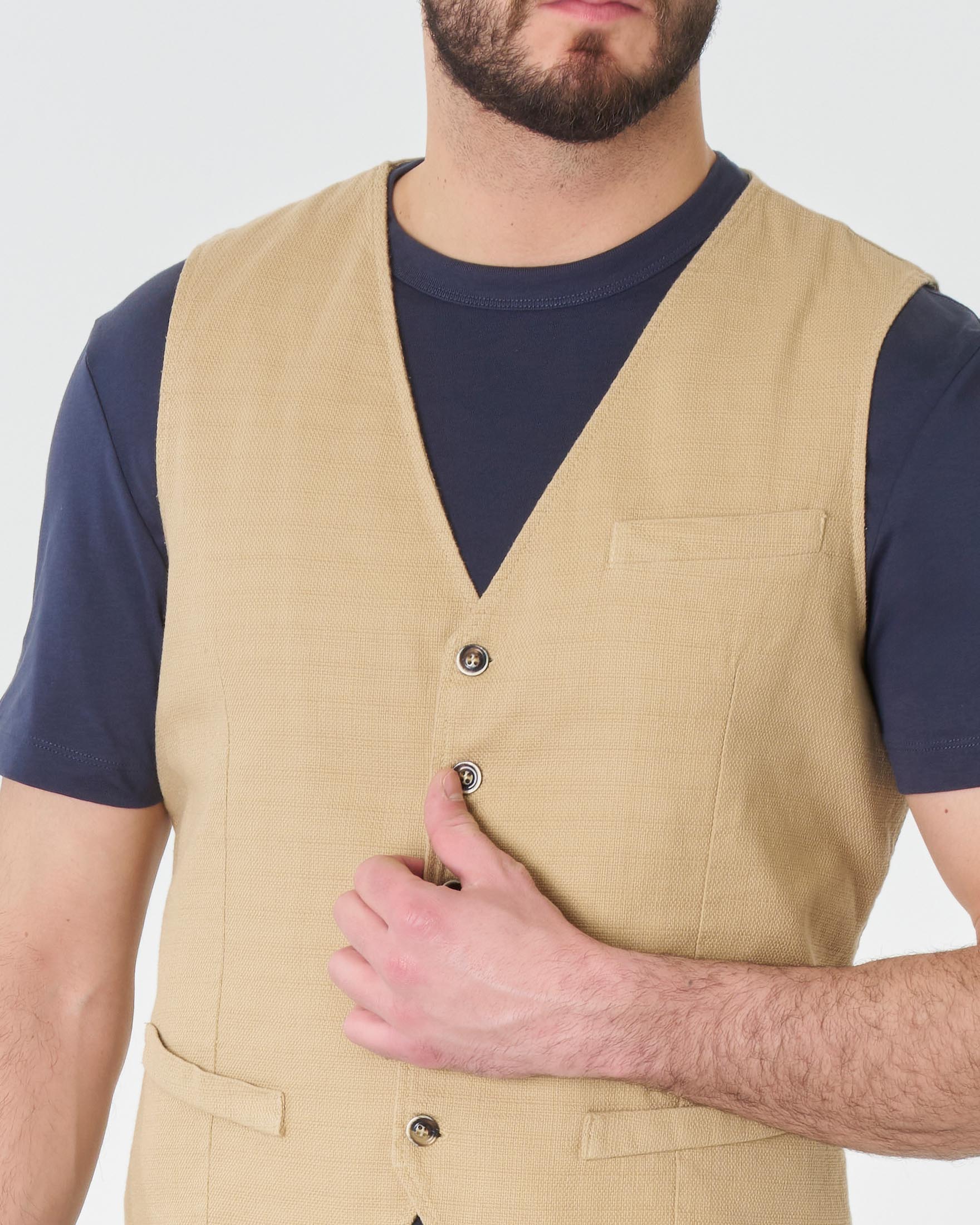 Gilet My Stuff beige in cotone stretch con fodera floreale image