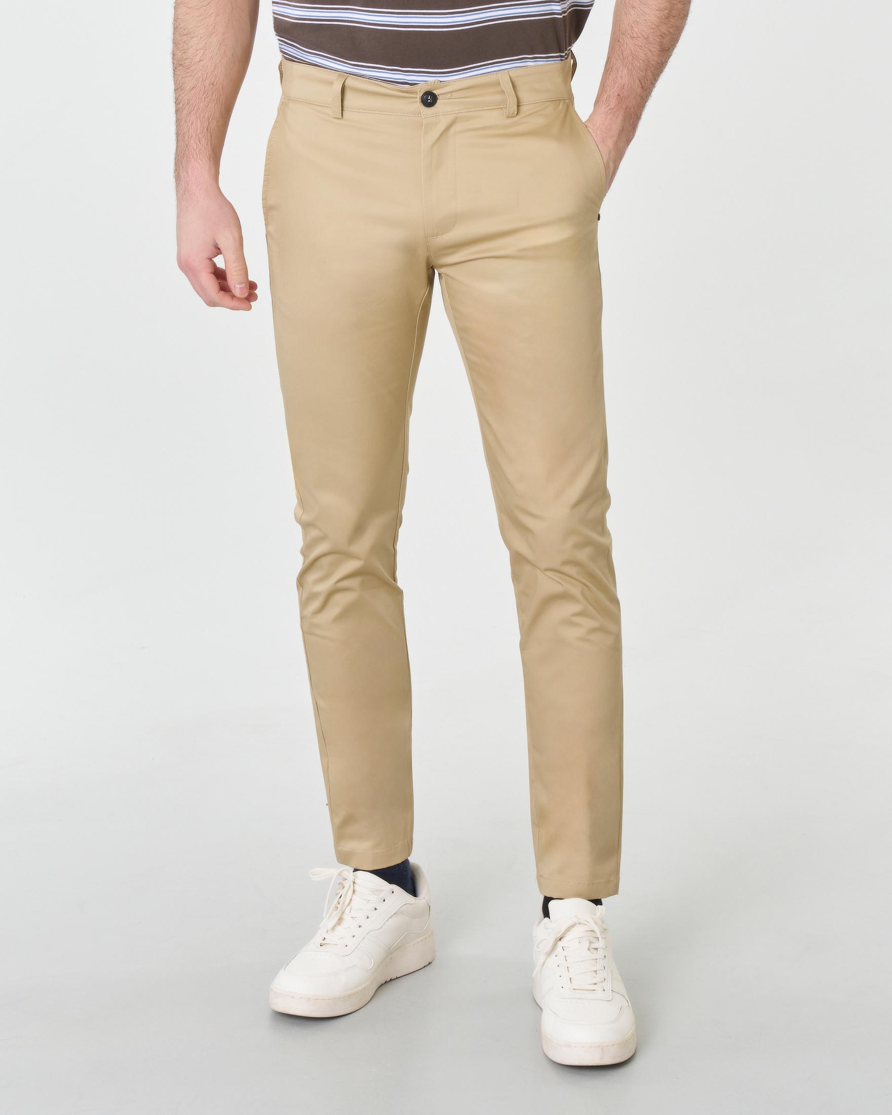 Pantalone chino sabbia in cotone stretch
