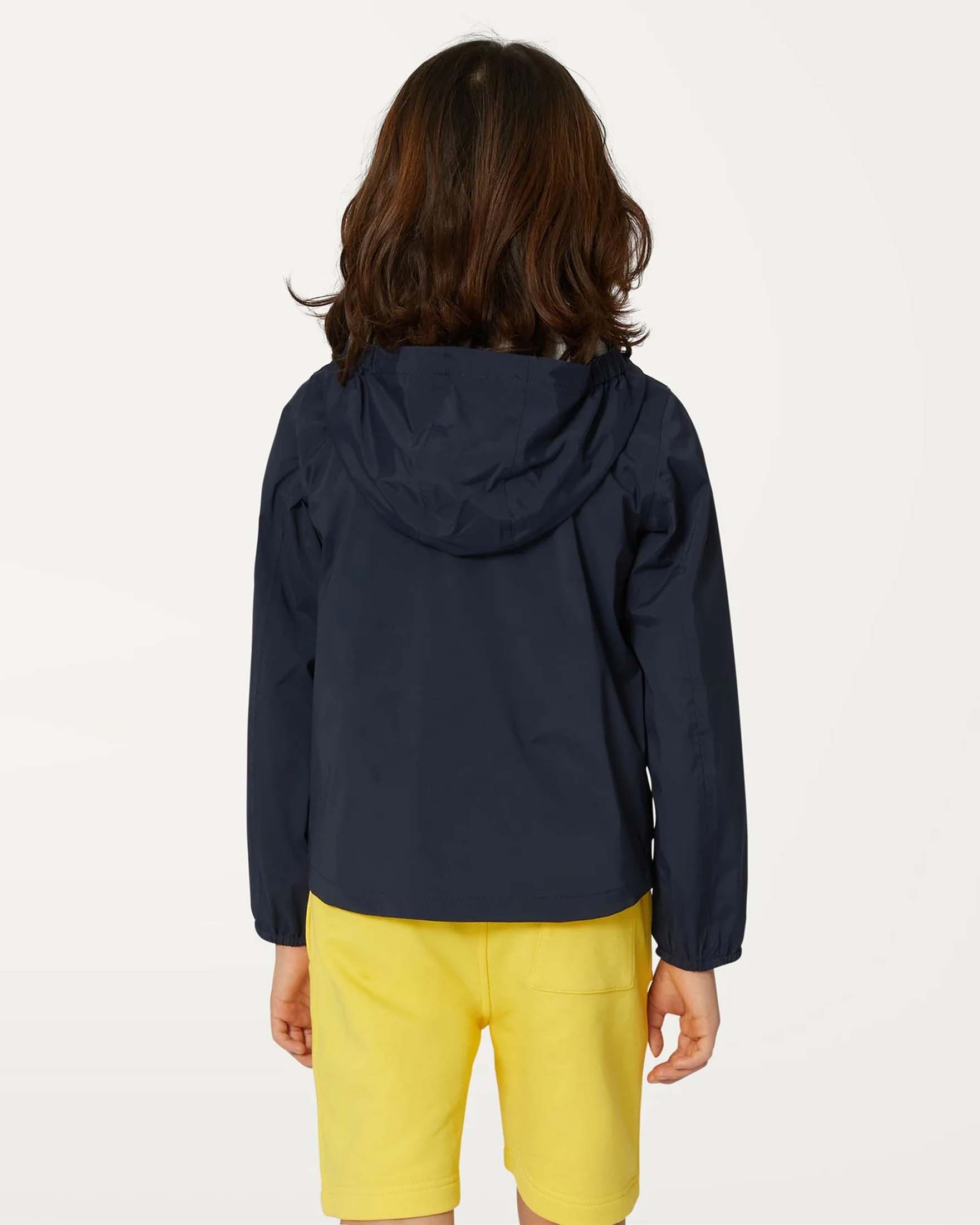 Giubbino P.Jack blu in nylon stretch con cappuccio ed interno foderato in jersey grigio  image