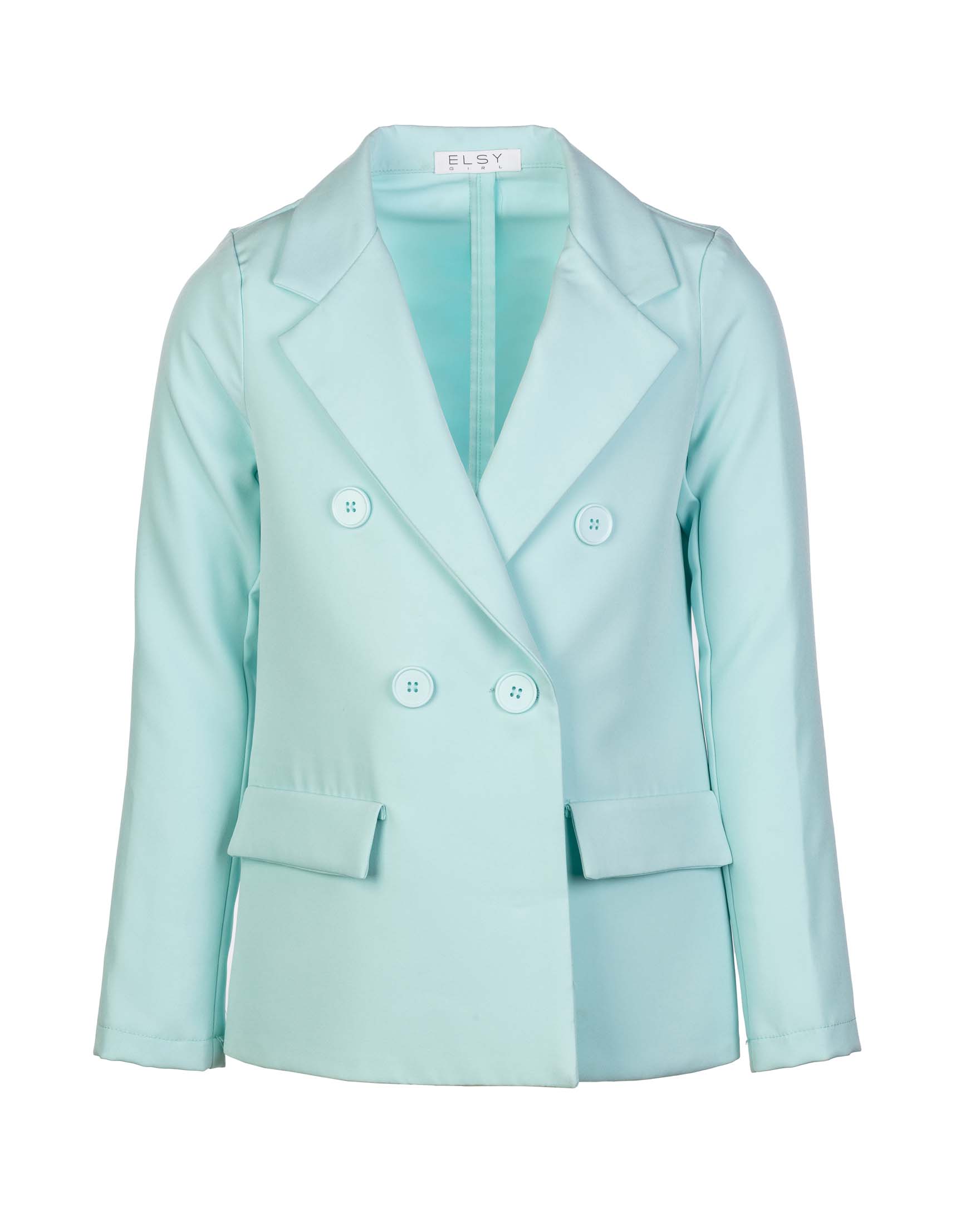 Blazer doppiopetto verde acqua in tessuto stretch
