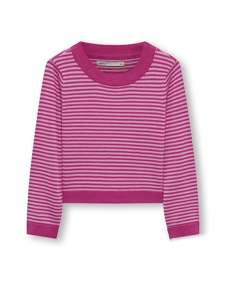 Maglia in viscosa a trama rigata rosa e fucsia