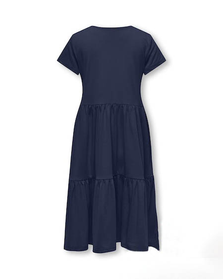 Abito lungo blu a maniche corte con gonna a balze 8-14 anni image