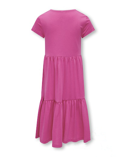 Abito lungo fucsia a maniche corte con gonna a balze 8-14 anni image