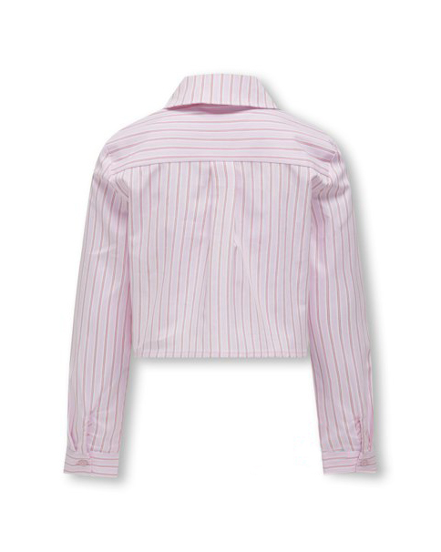 Camicia cropped rosa in cotone a righe verticali 10-14 anni image