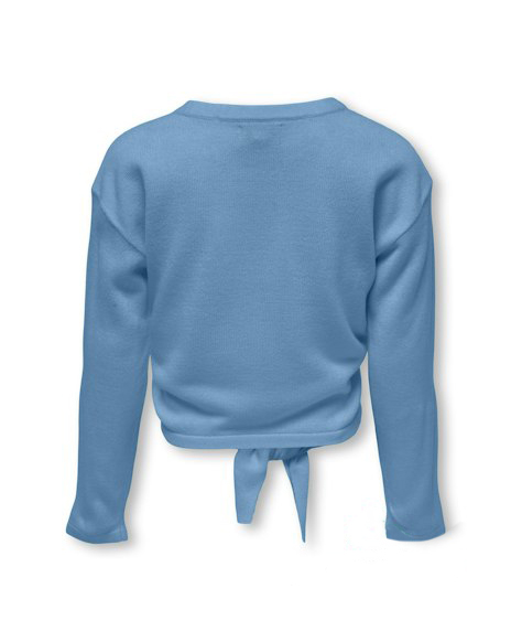 Maglia azzurra cropped con nodo e spalla scesa  image