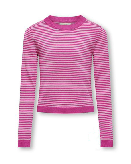 Maglia in viscosa a trama rigata rosa e fucsia 