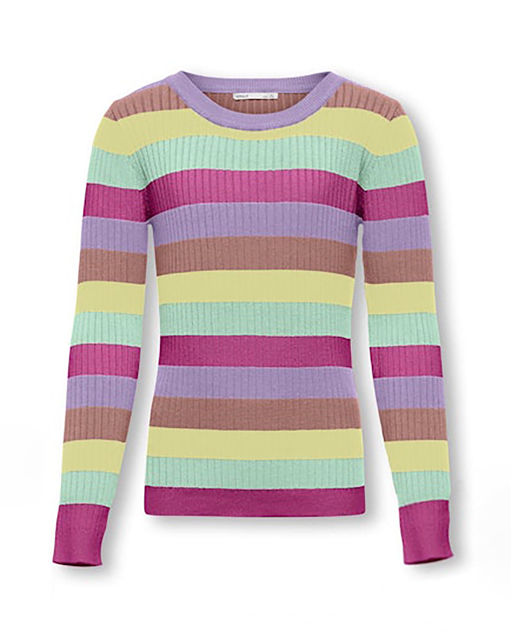 Maglia in viscosa a fantasia righe multicolor a coste 8-14 anni