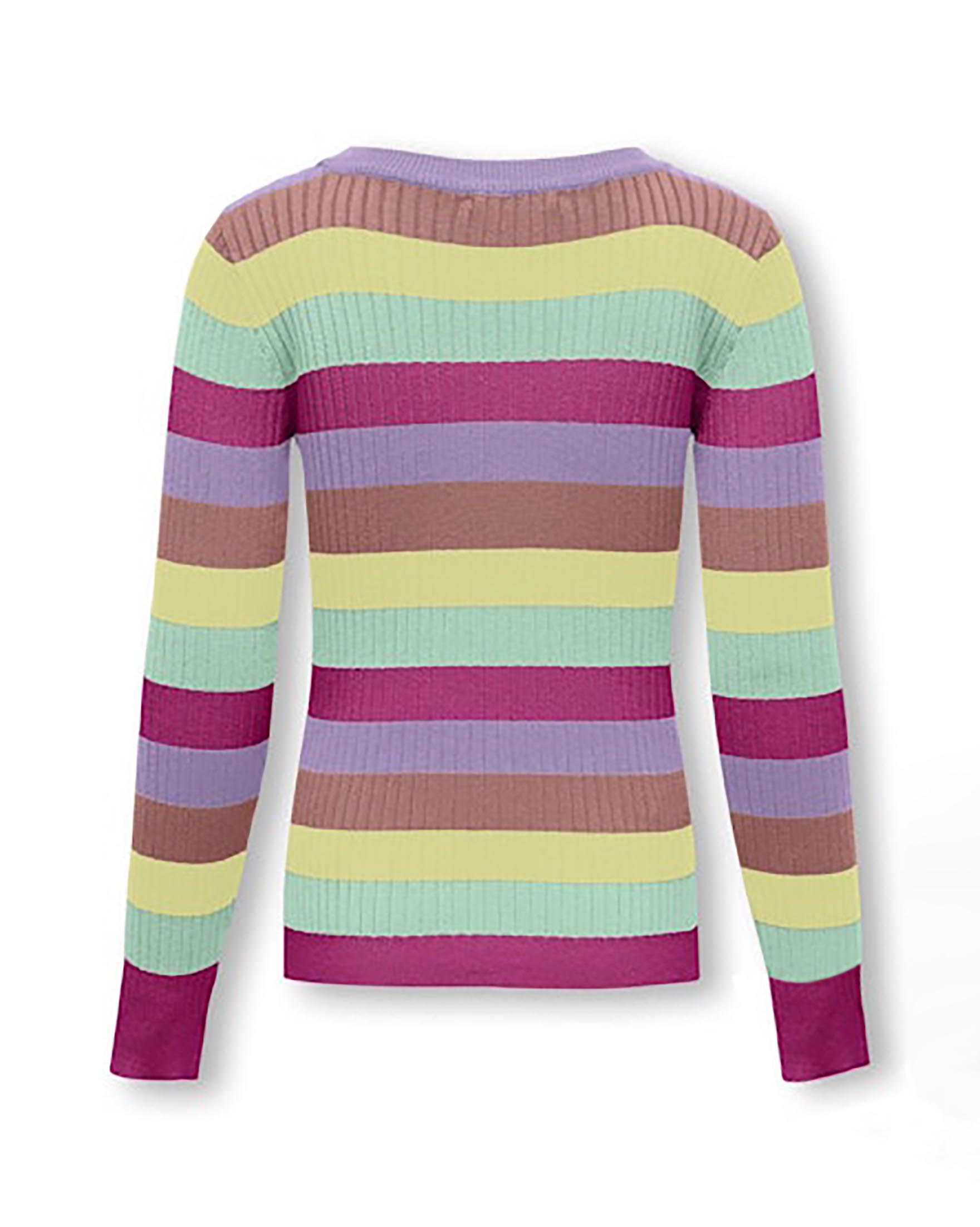 Maglia in viscosa a fantasia righe multicolor a coste 8-14 anni image